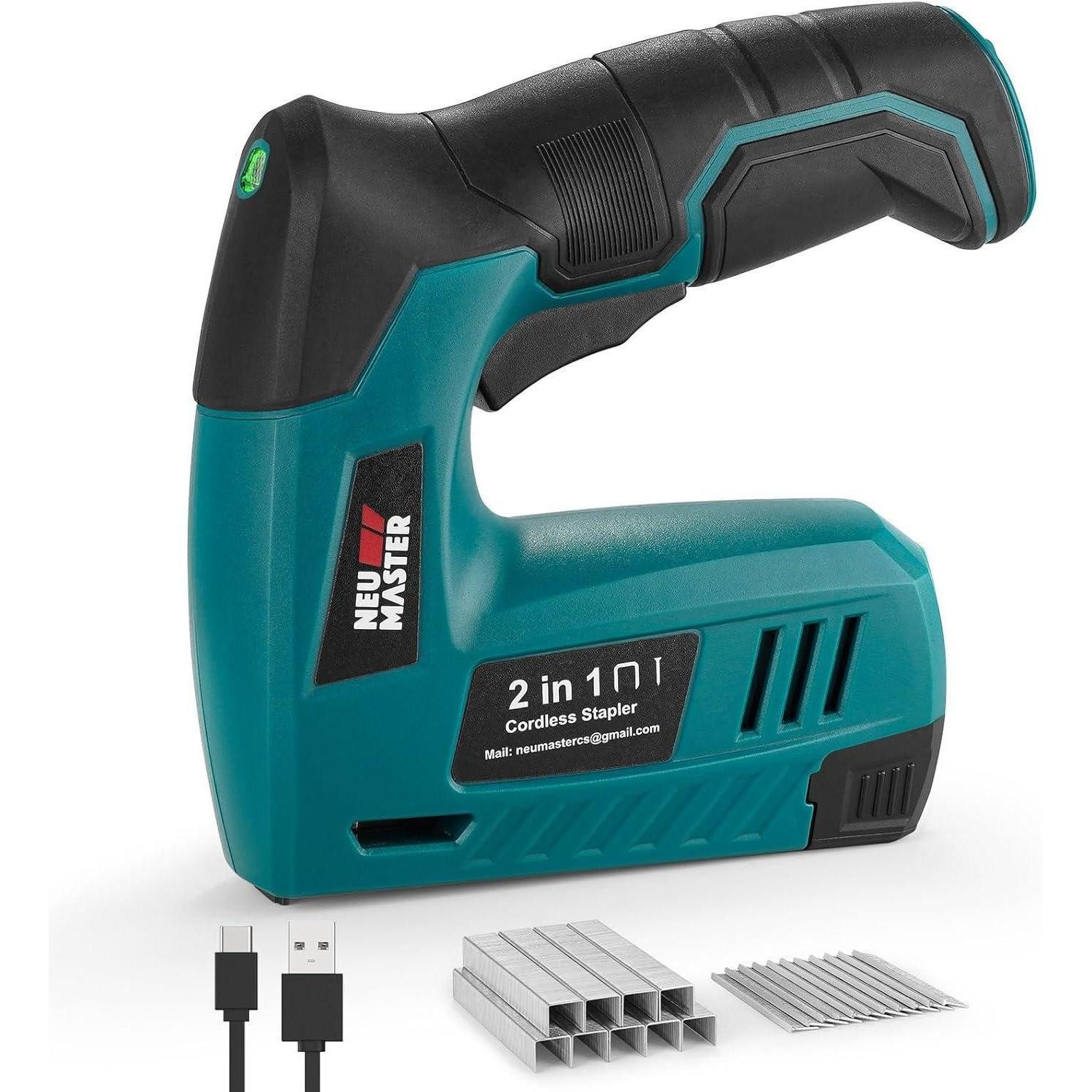 LuxusKollektion Akku-Tacker Akku Tacker 2in1 4V für Heftklammern und Nägel je 1000 Stück