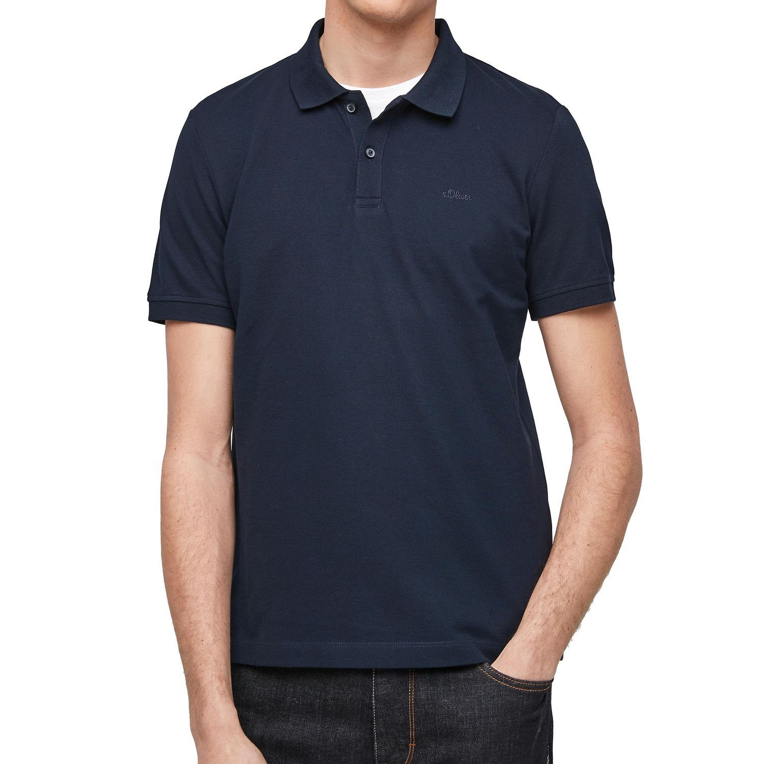 Großer Rabatt auf neue Produkte s.Oliver Poloshirt (1-tlg) Poloshirt mit Navy Logostickerei