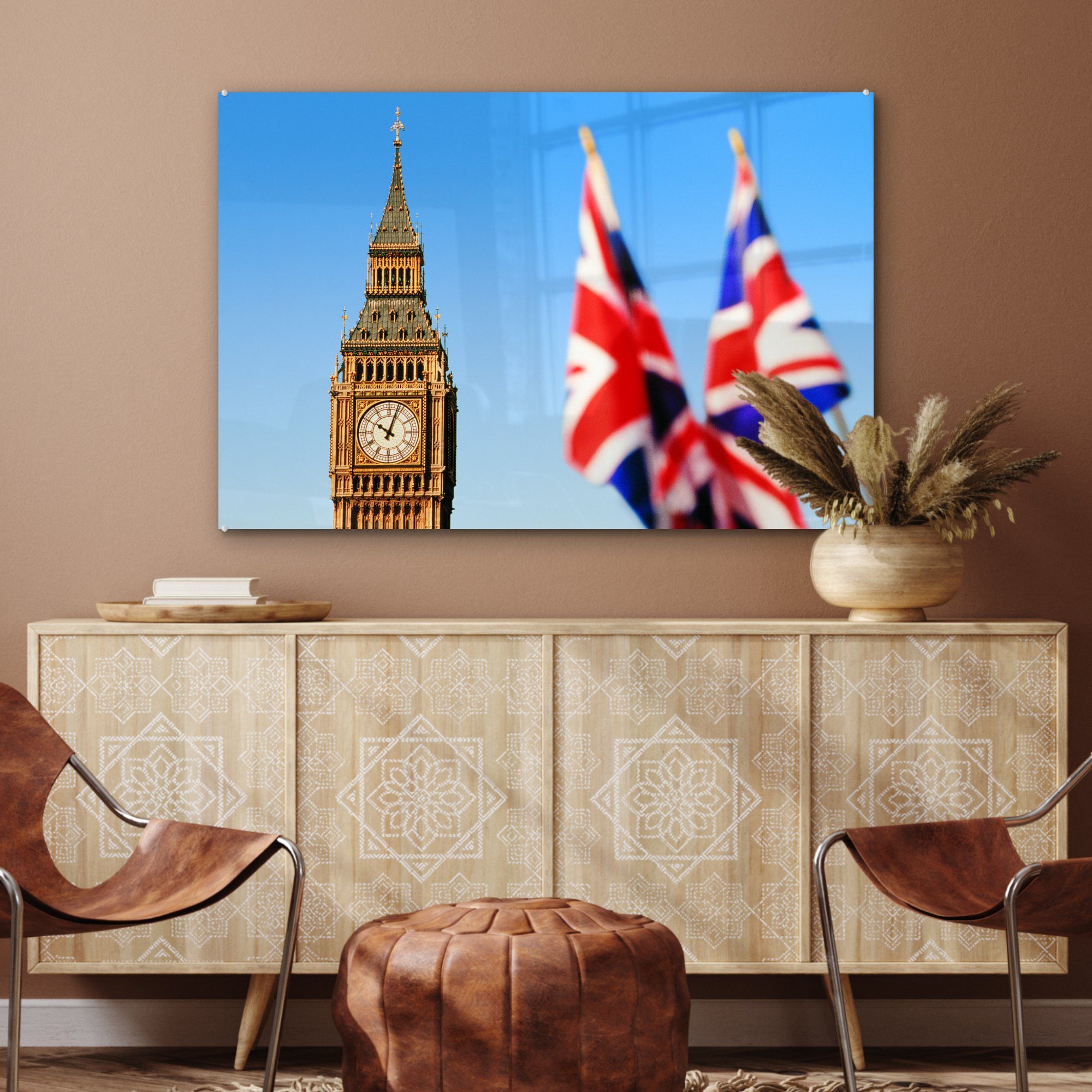& Big in Schlafzimmer zwei London, Acrylglasbilder MuchoWow Wohnzimmer Ben (1 Flaggen Acrylglasbild St), und britische