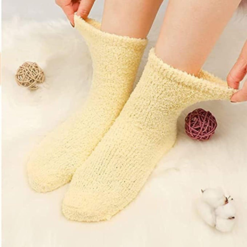 für Winter Thermosocken Stricksocken Wollsocken Multipack Damen, GelldG Wintersocken Dicke