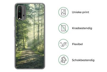 MuchoWow Handyhülle Wald - Weg - Sonne - Bäume - Grün - Natur, Phone Case, Handyhülle Xiaomi Redmi 9T, Silikon, Schutzhülle