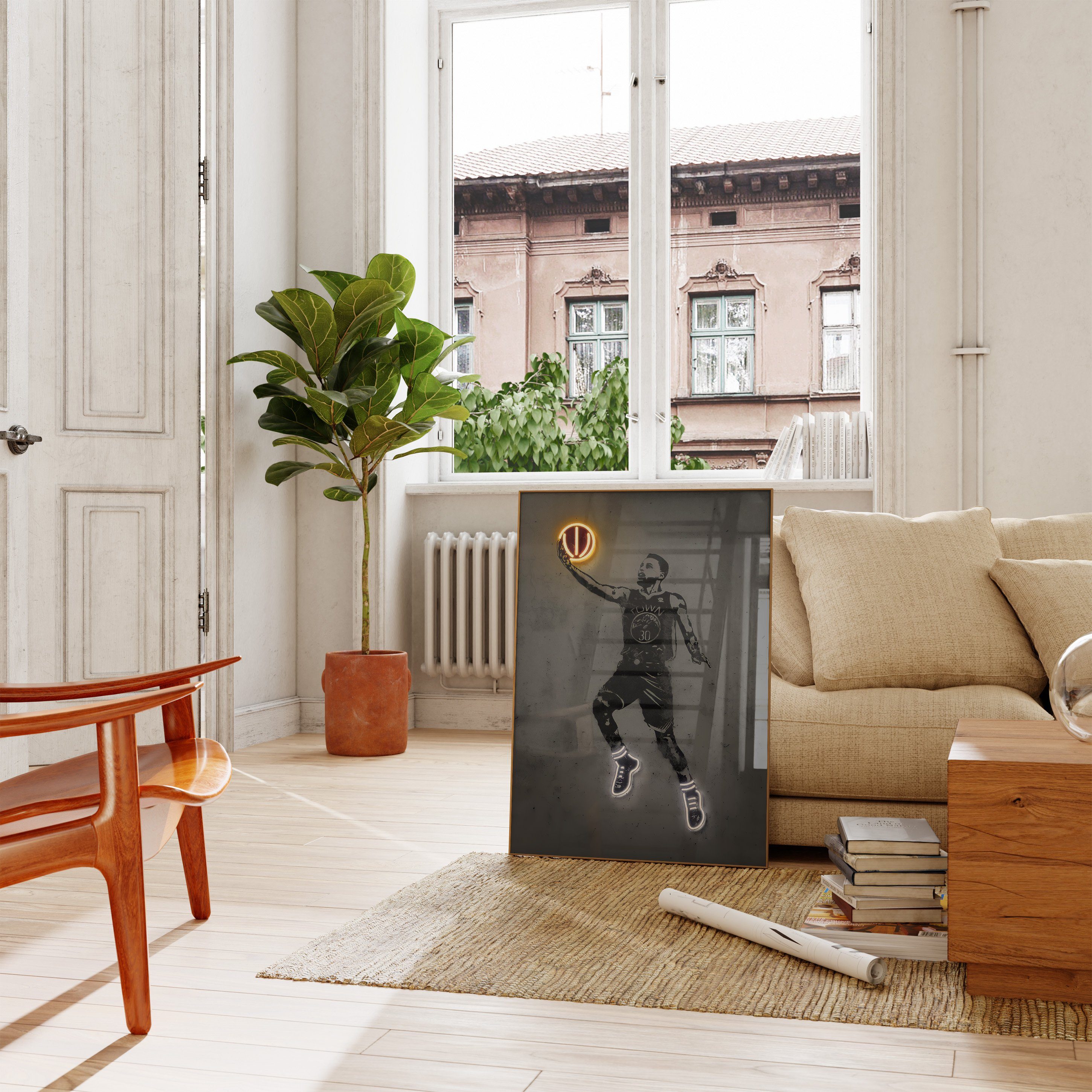 JUSTGOODMOOD Poster Premium ® Basketball Poster · Neon Effekt · ohne Rahmen, (1 St), Poster in verschiedenen Größen verfügbar – Bild 3 von 5