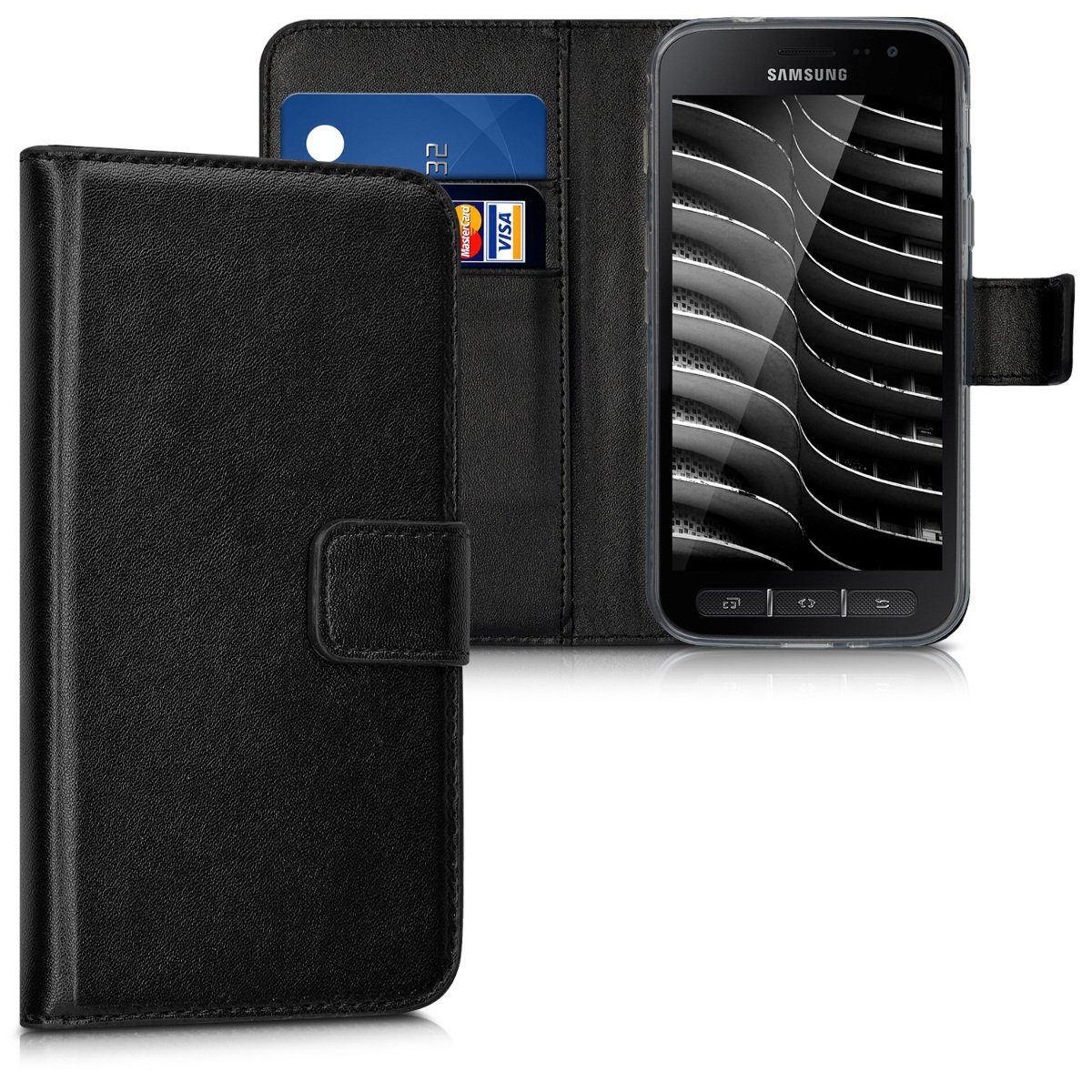 kwmobile Handyhülle Hülle für Samsung Galaxy Xcover 4 / 4S, Kunstleder Handyhülle mit Kartenfächern und Standfunktion