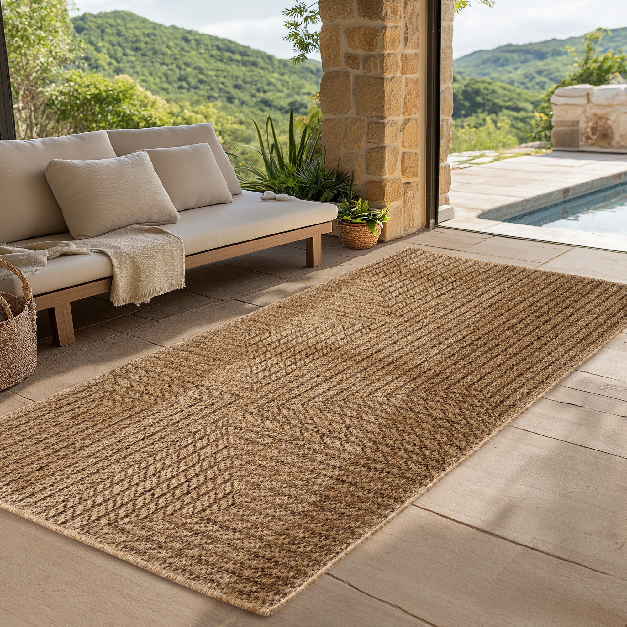 SIMPEX24 Outdoorteppich Boho Design, Läufer, Höhe: 5 mm, Outdoor Teppich Wetterfest Modern Wohnzimmer Küchen Terrasse Balkon