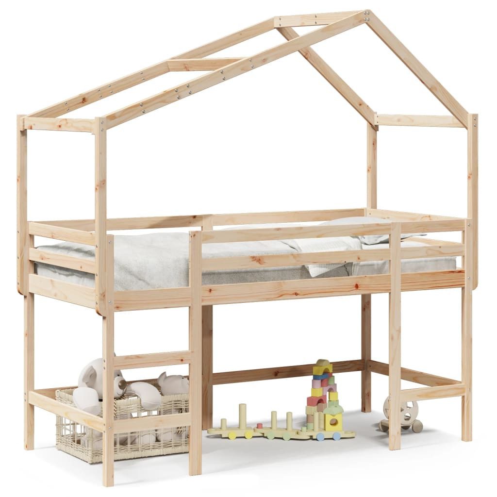 vidaXL Bett, Hochbett mit Leiter und Dach 90x190 cm Massivholz Kiefer günstig online kaufen