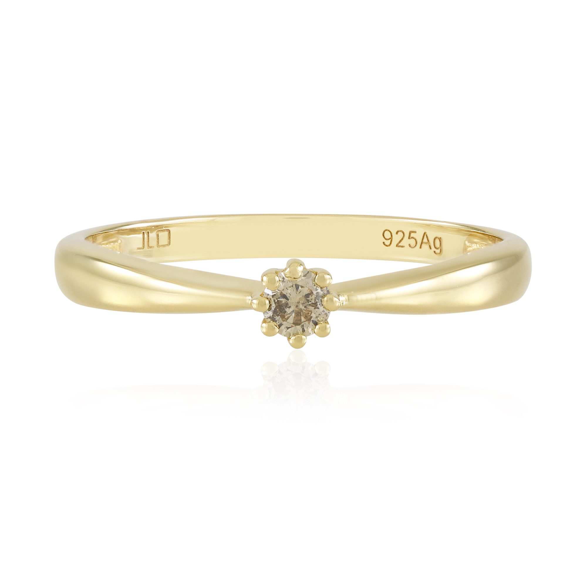 Cavill Diamantring Schicker Schokoladen-Diamant-Ring aus vergoldetem Silber (1-tlg)