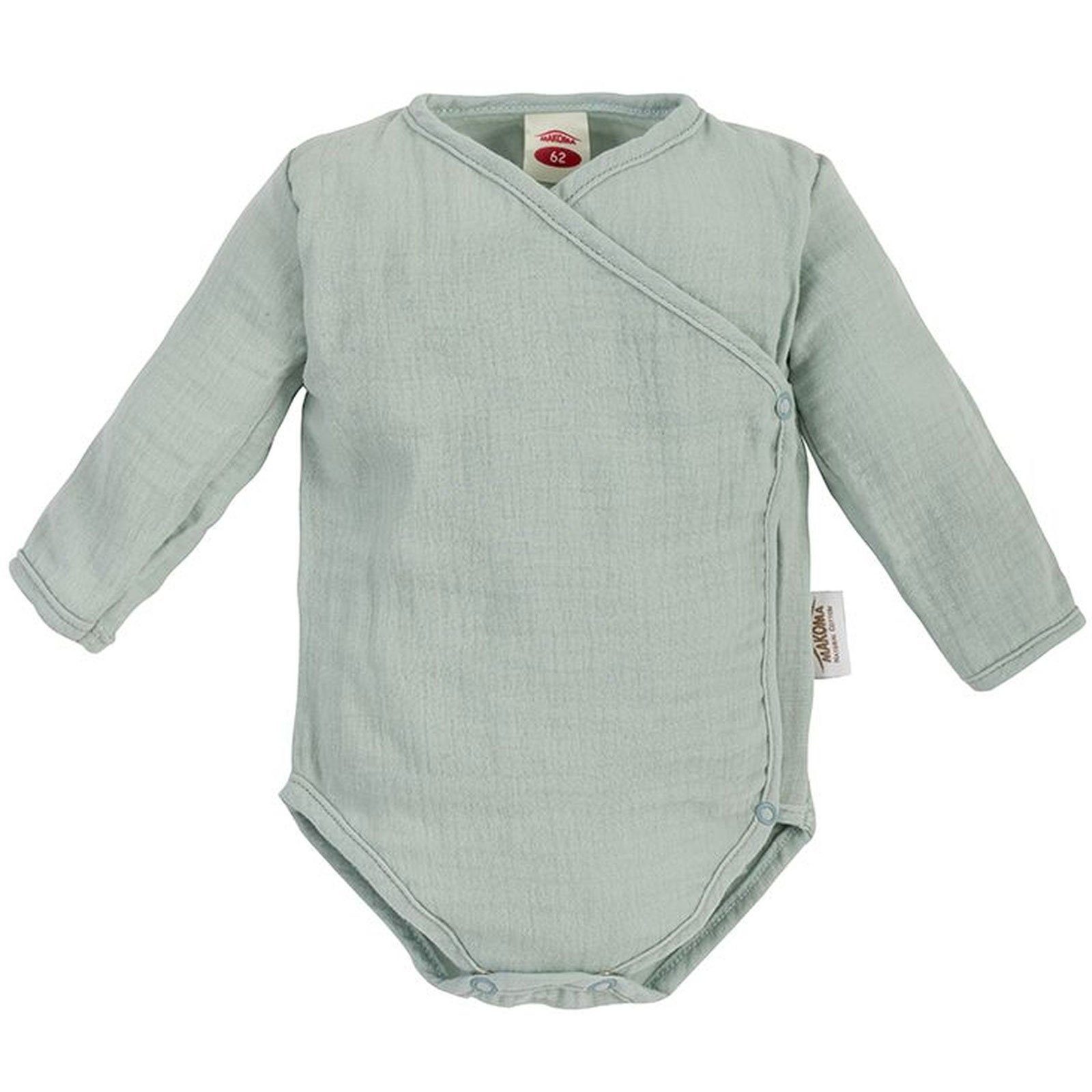 Makoma Wickelbody Baby Langarm Body Musselin (1-tlg) 100% Baumwolle Grün