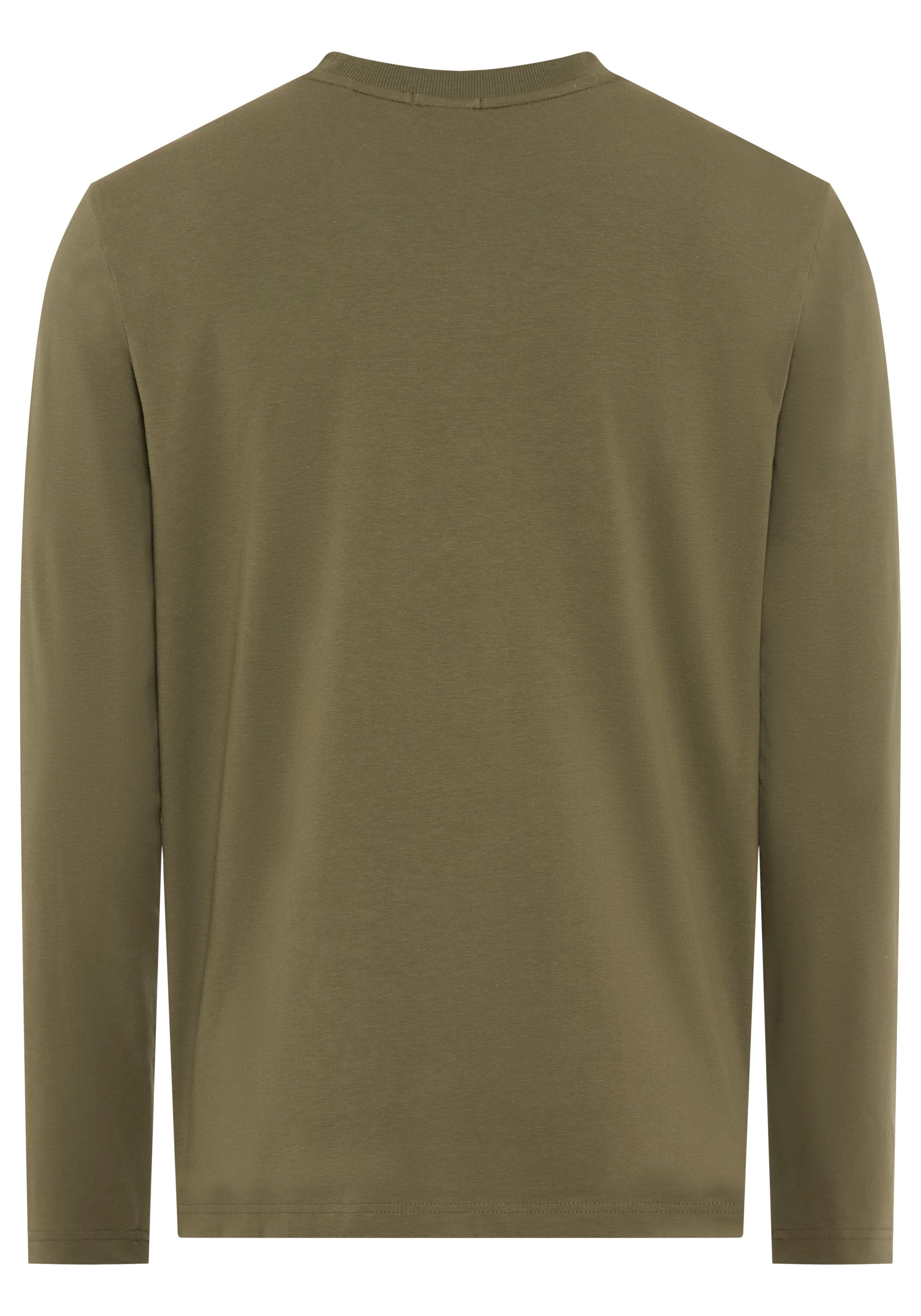 BOSS GREEN Langarmshirt Tee Long Regular Fit Stretch Jersey Cotton, Logo on Chest, Rundhals