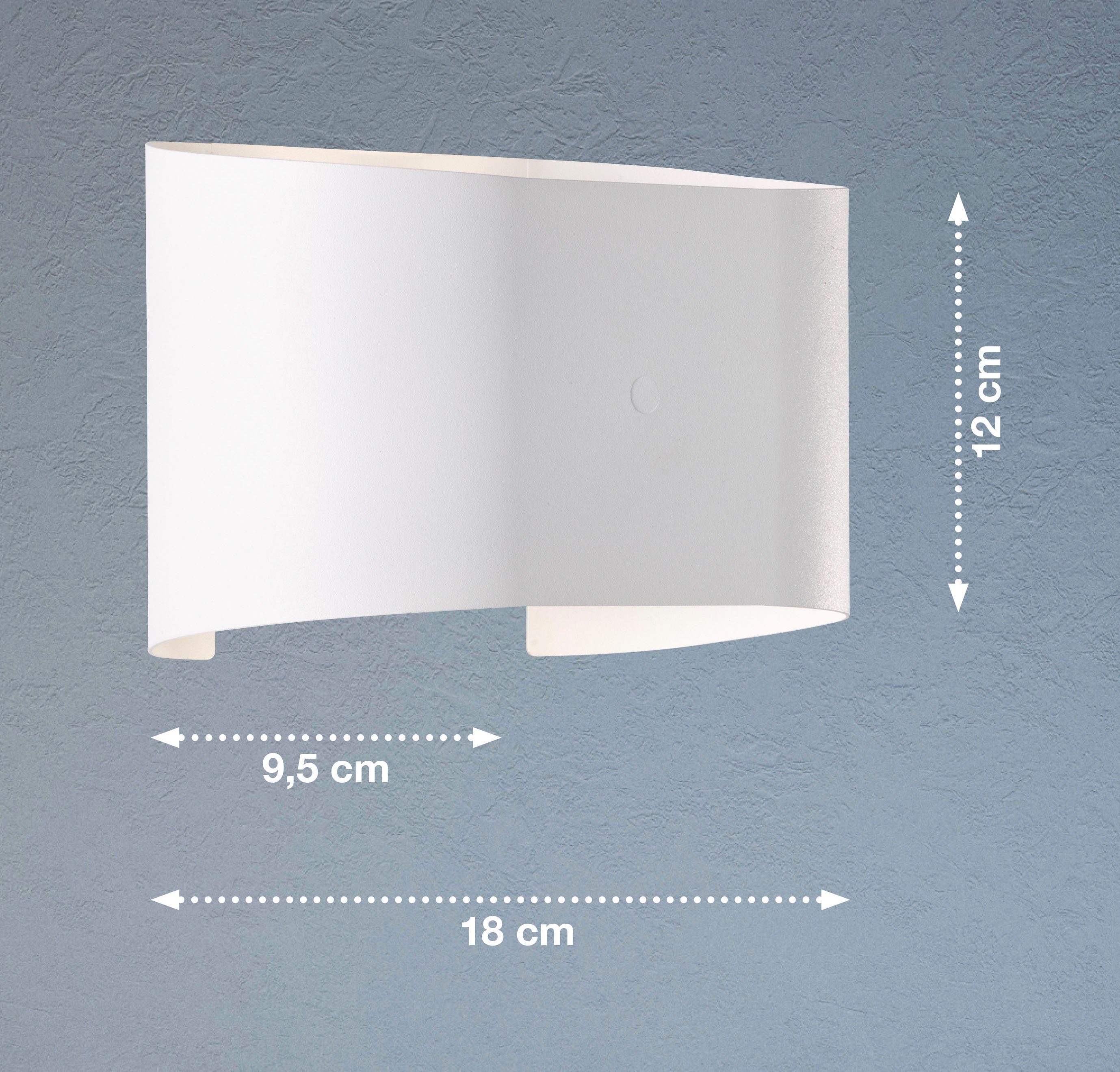 LED Warmweiß Wall, Wandleuchte HONSEL & integriert, LED fest FISCHER Ein-/Ausschalter,