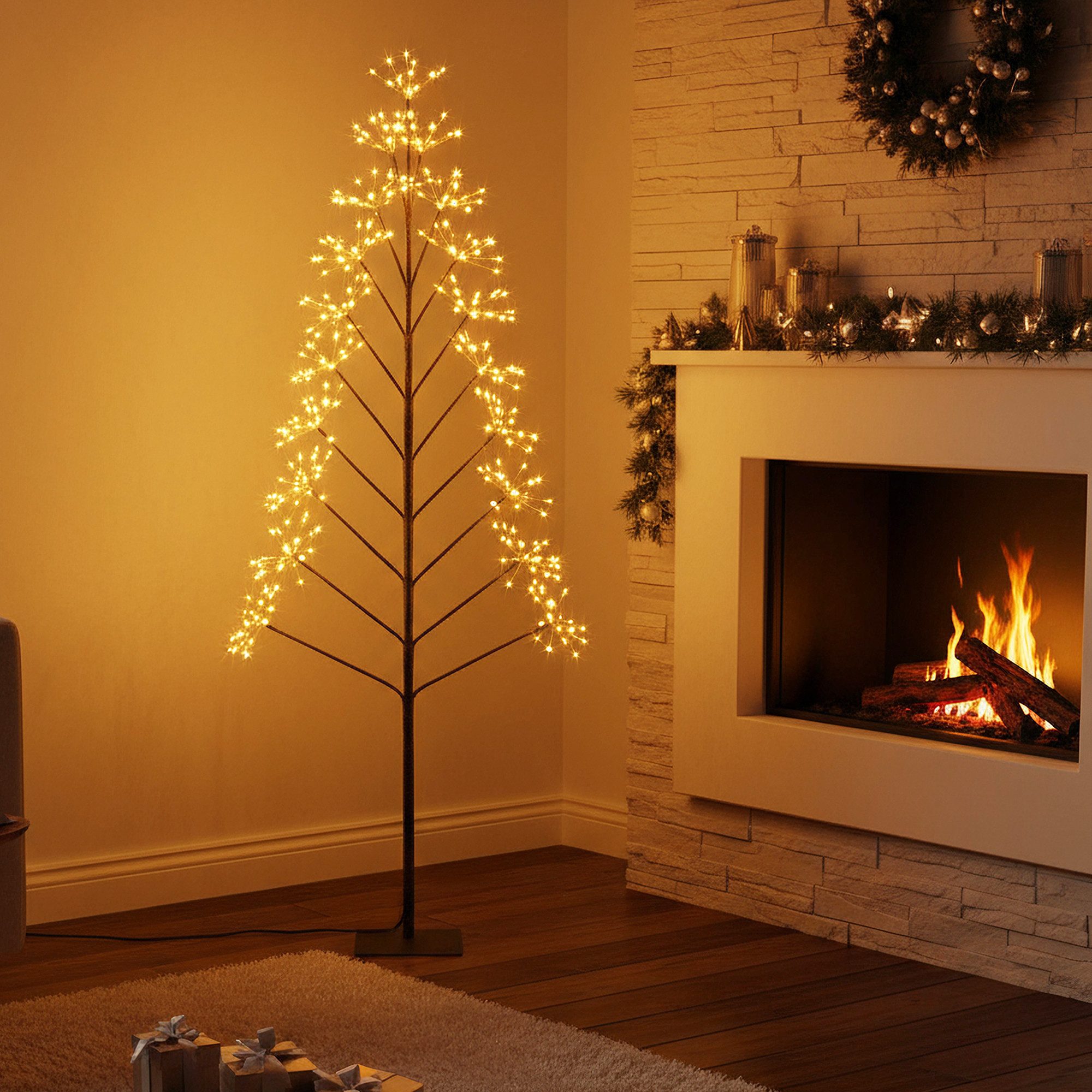 Arnusa LED Baum Weihnachtsbaum Leuchtbaum 150 cm warmweiß, LED fest integriert, warmweiß, Weihnachtsbeleuchtung LED Baum Indoor Outdoor