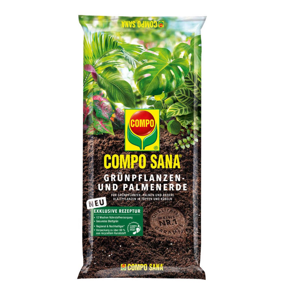 Compo Pflanzerde Grünpflanzen- und Palmenerde, (Einzeln, im 10 Liter Sack), Nährstoffversorgung bis zu 12 Wochen