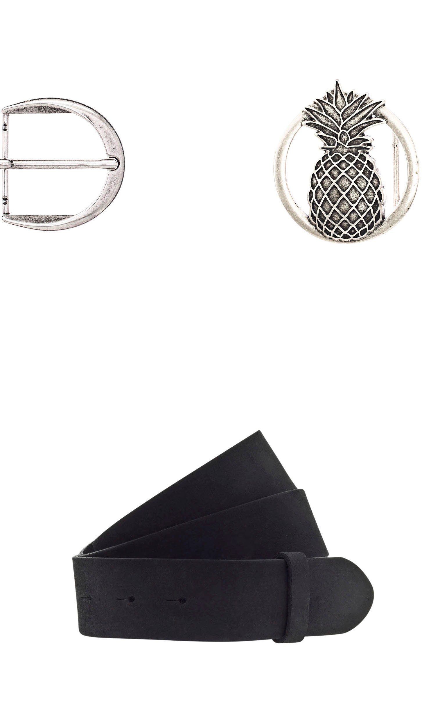 schwarz Ledergürtel auswechselbaren Schließen (Set) mit Vanzetti