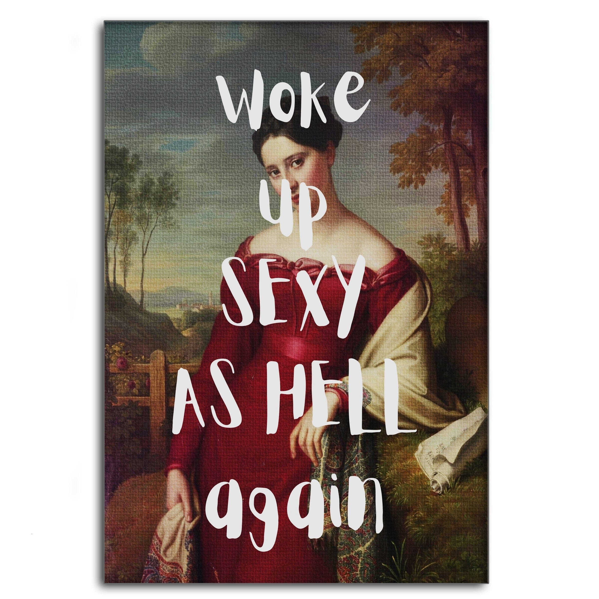 SimpleCanvas Wandbild Sexy as hell - Leinwandbild Quotes, Wandbild Vintage, Moderne Sprüche