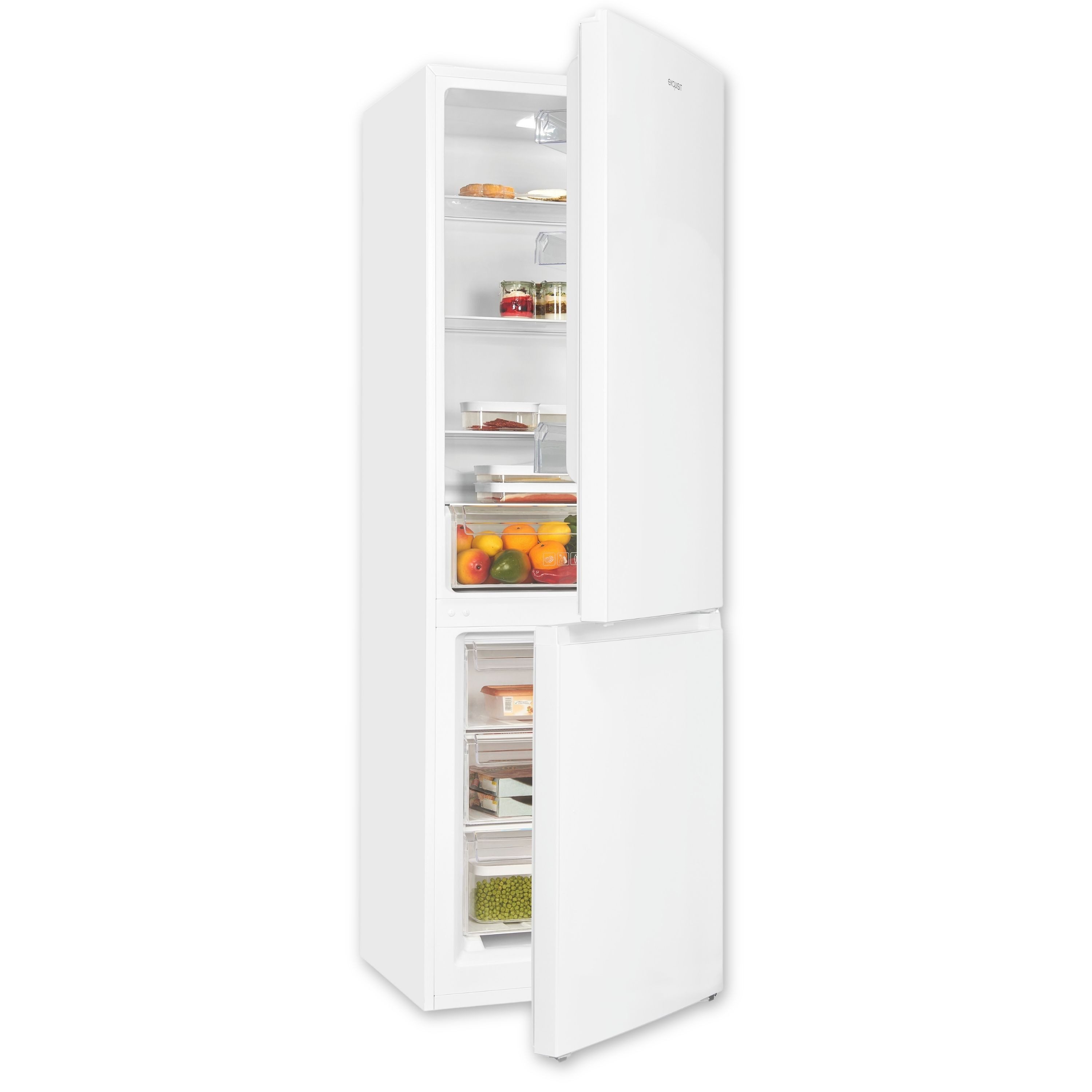 exquisit Kühl-/Gefrierkombination KGC5320-95-E-040C, 185.8 cm hoch, 60 cm breit, verstellbare Glasablagen, optischer Alarm, höhenverstellbare Füße
