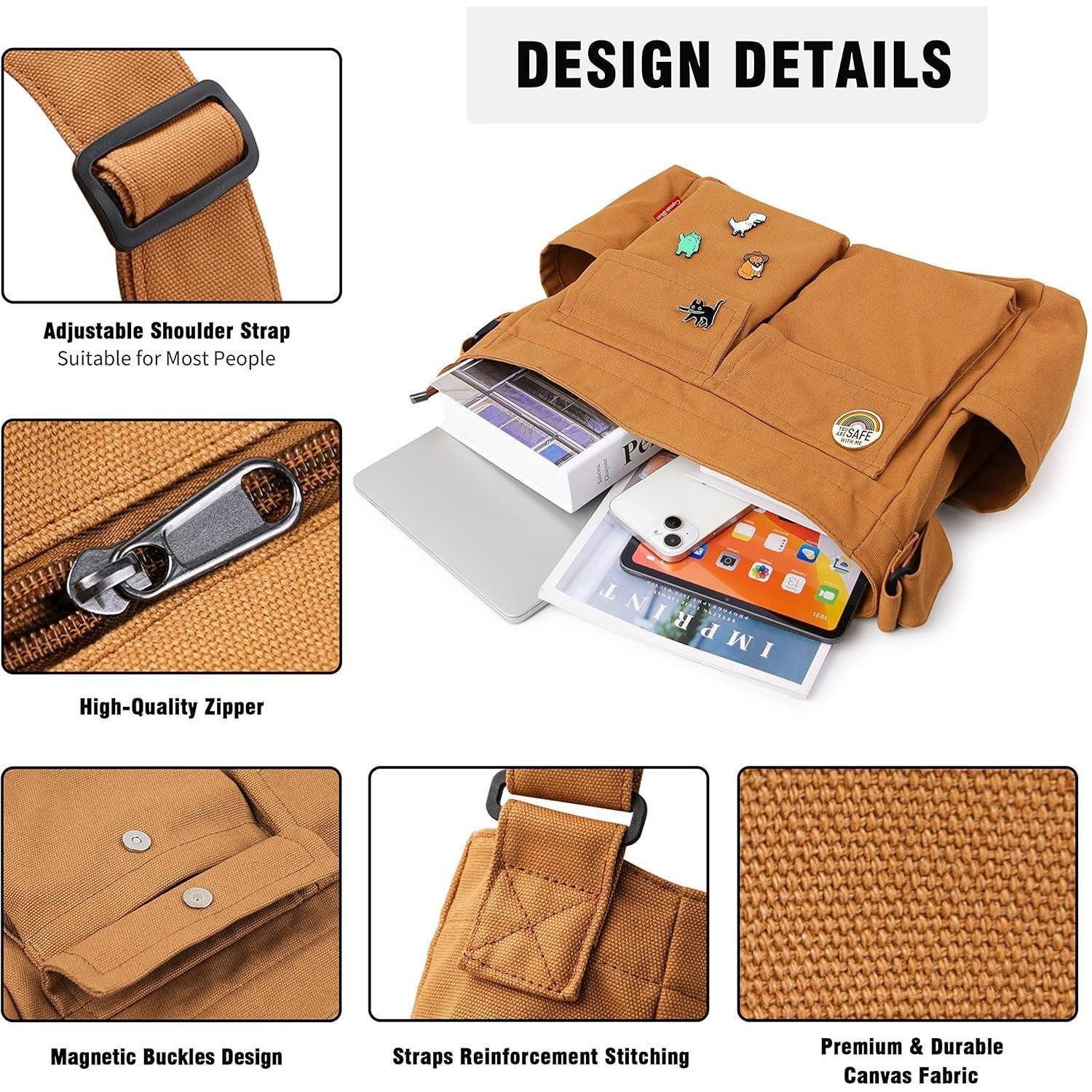 LuxusKollektion Messenger Bag Canvas Messenger Bag Umhängetasche Crossbody Schulter Tote Hobo Bag
