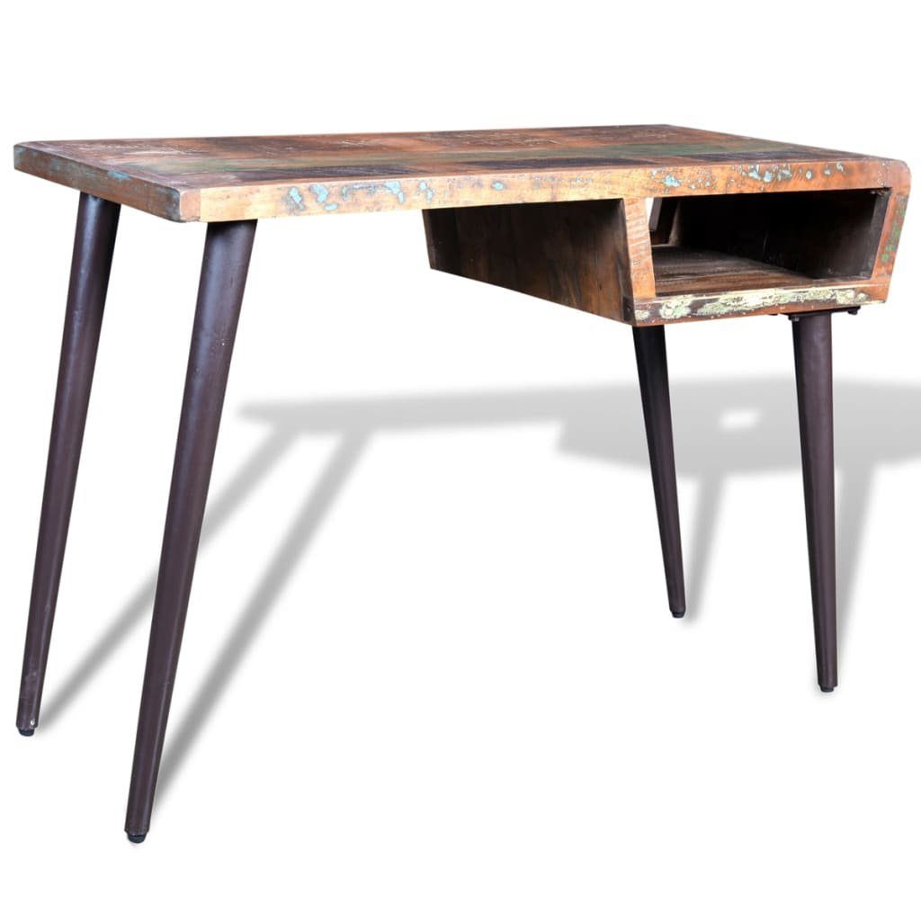 vidaXL Schreibtisch Tisch mit Eisenbeinen Altholz