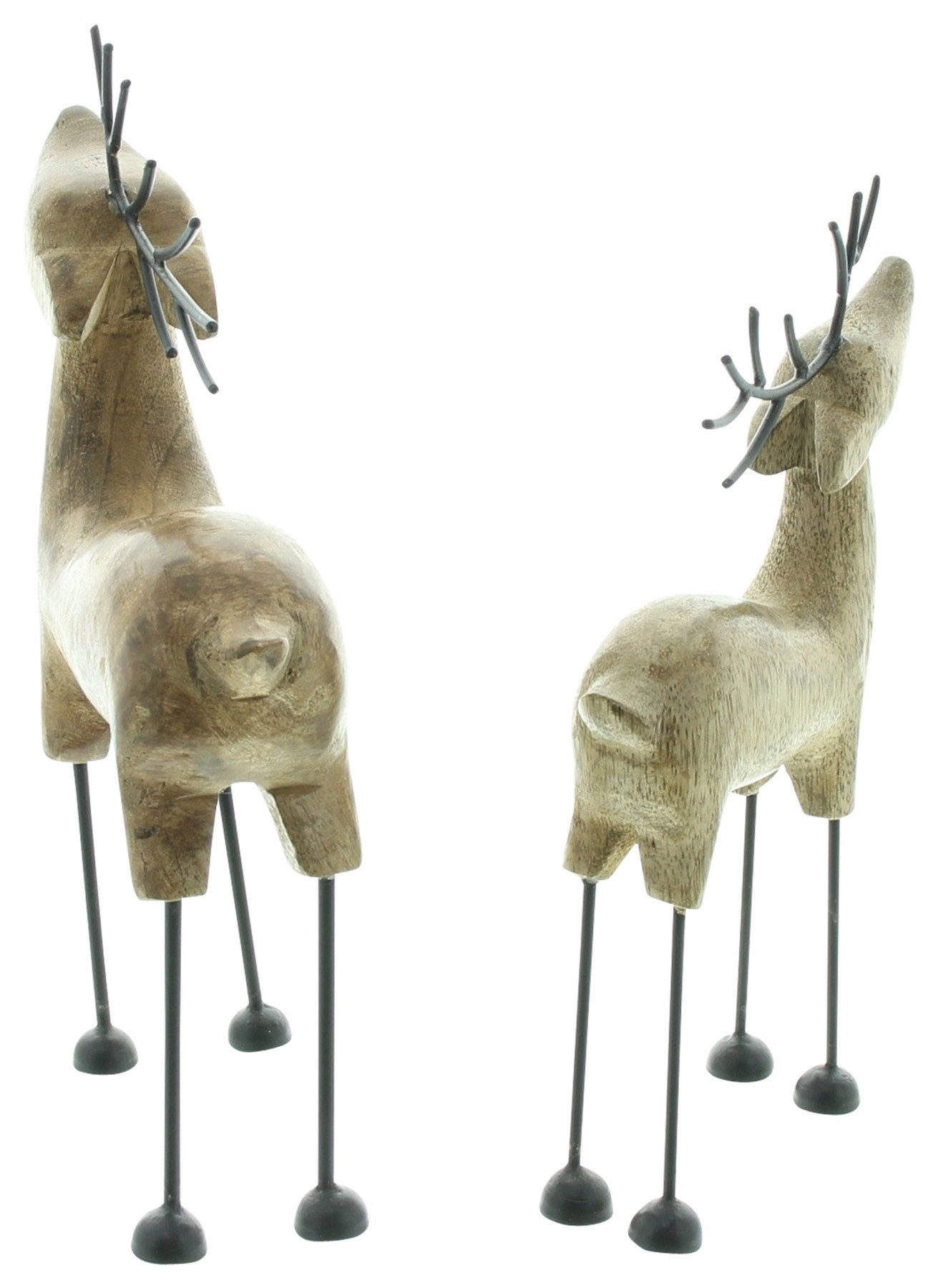 Dekoleidenschaft Dekofigur "Rentier" aus Mangoholz & Metall, Holz Winterdeko, Weihnachtsdeko (2 St., im Set), Weihnachtsfigur stehend, Skulptur, Wohnzimmer Wint – Bild 3 von 5