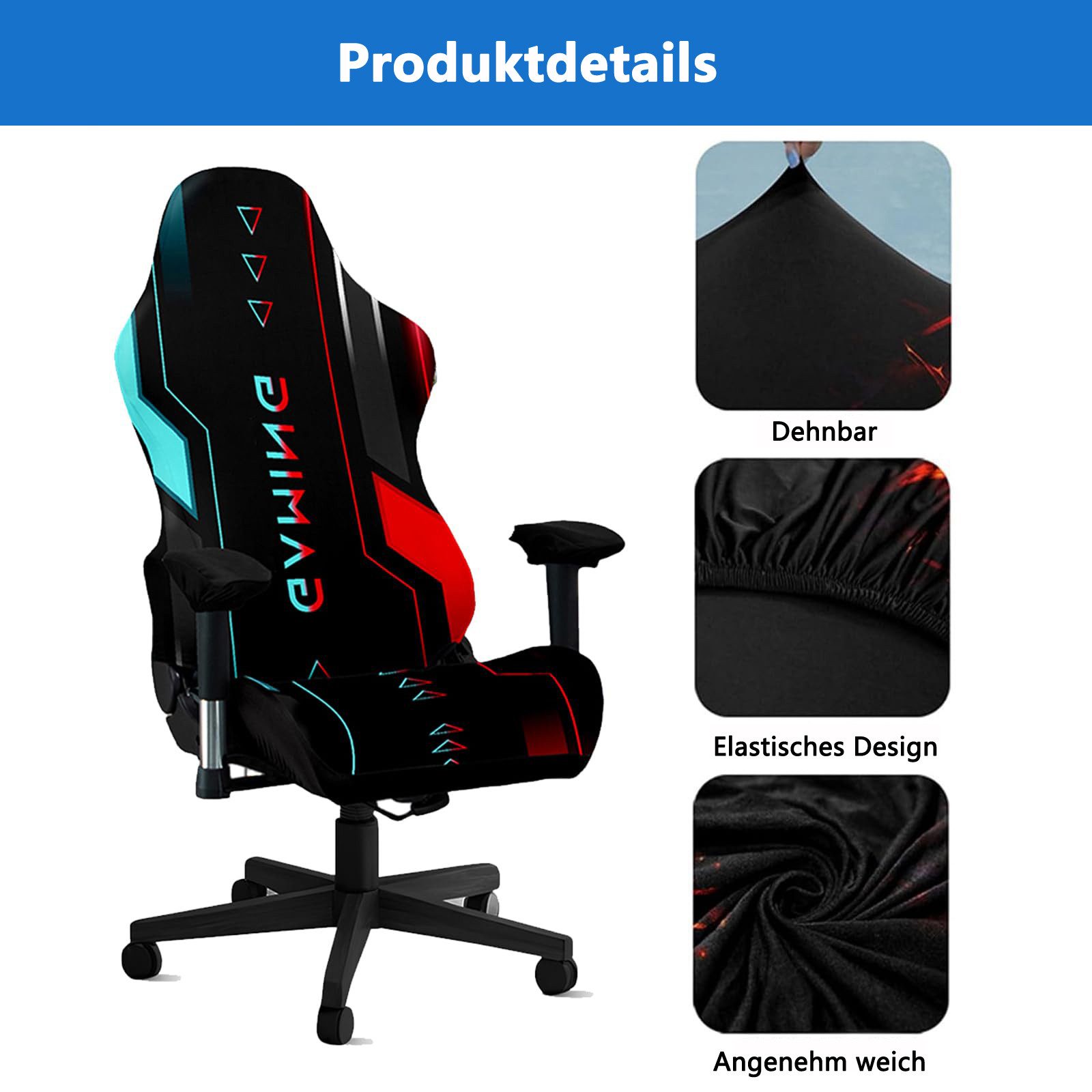 Agger Stuhlhusse Gaming Stuhlbezug Stretch – Universeller Gamingstuhl Bezug, Elastischer Bürostuhlbezug, Waschbar & Rutschfest