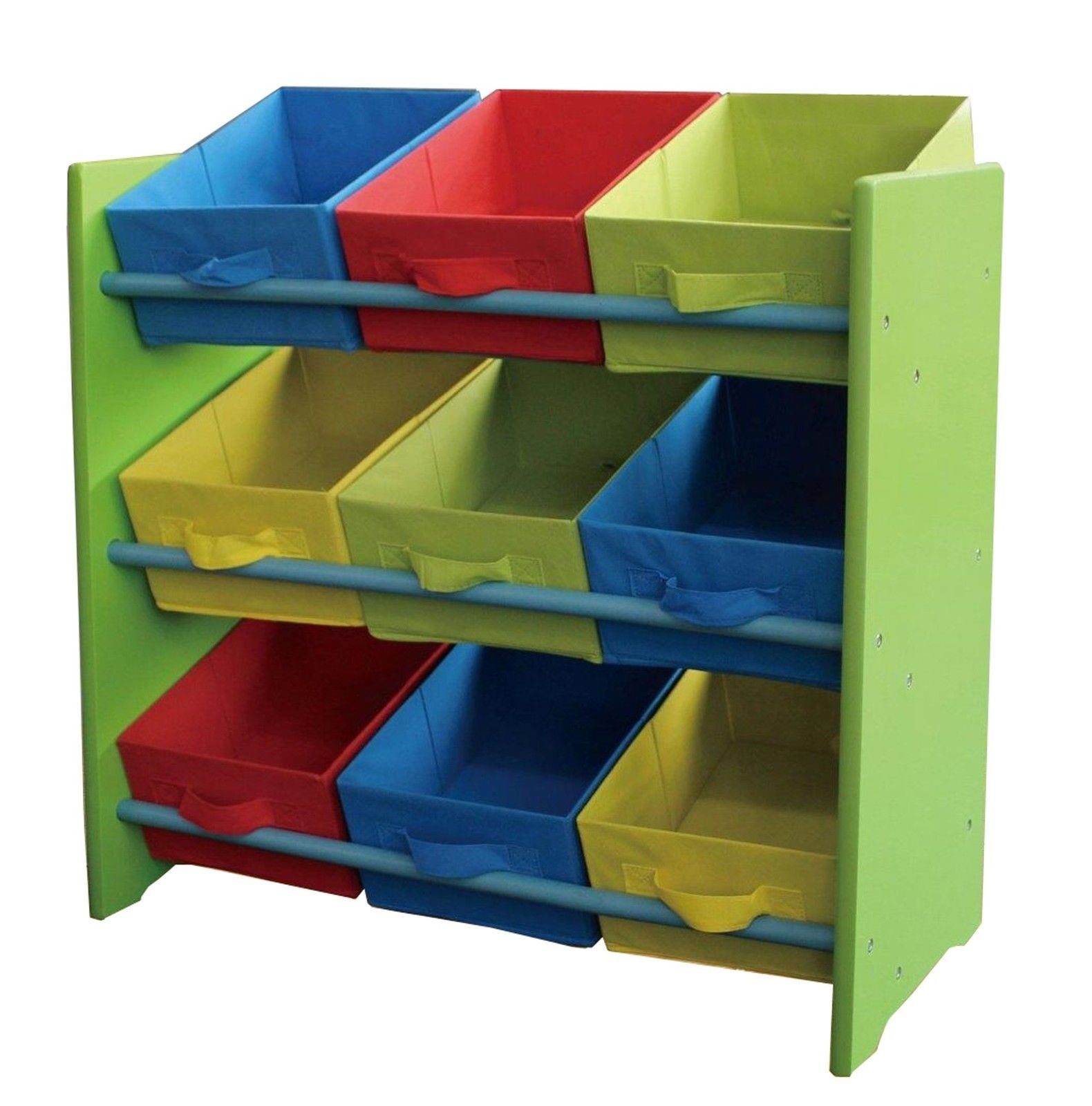 dynamic24 Kinderregal, + 9 Boxen Standregal Spielzeugkiste Kinderzimmerregal Kommode Grün