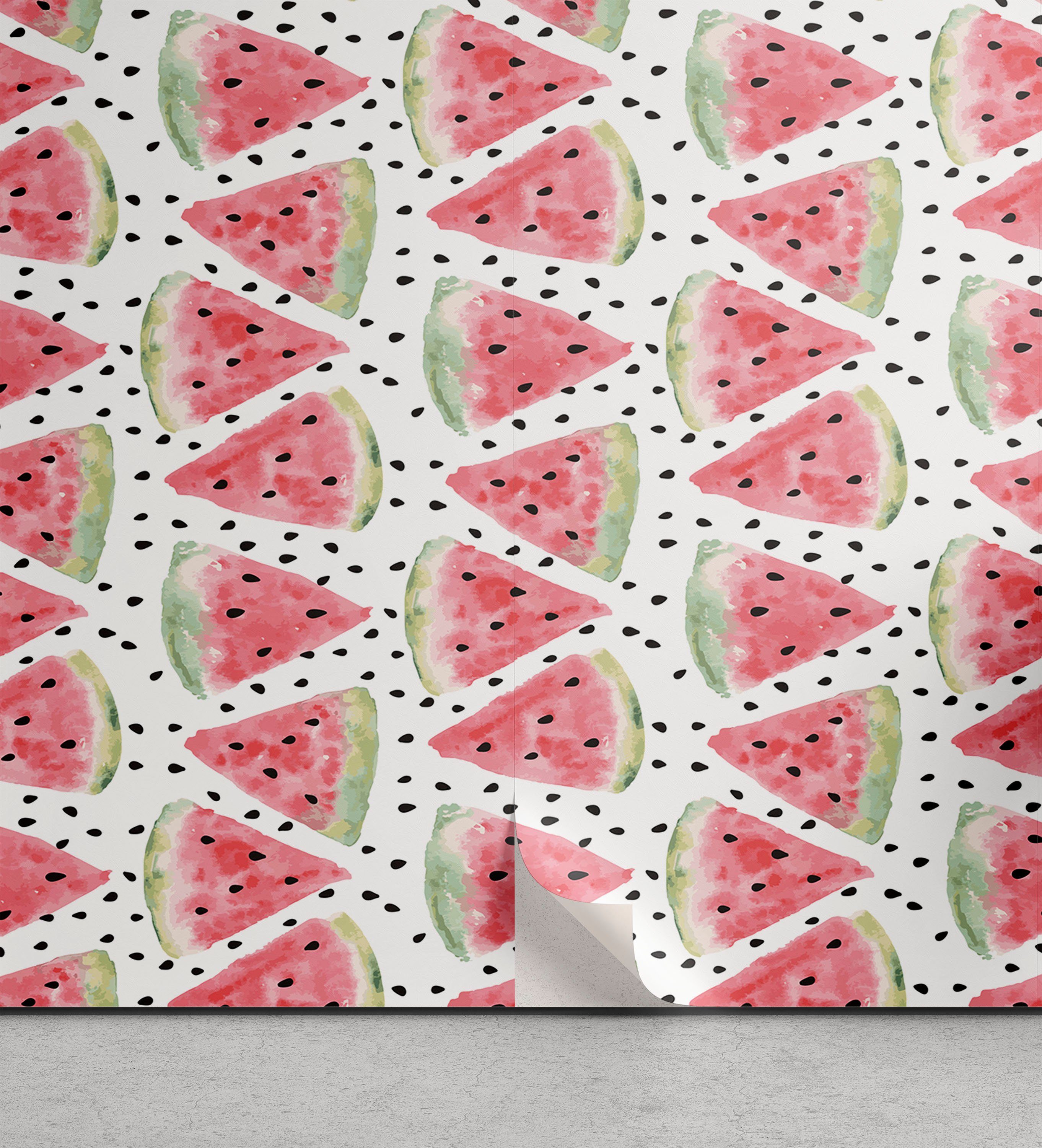 Abakuhaus Vinyltapete selbstklebendes Wohnzimmer Küchenakzent, Aquarell Stücke von Wassermelone