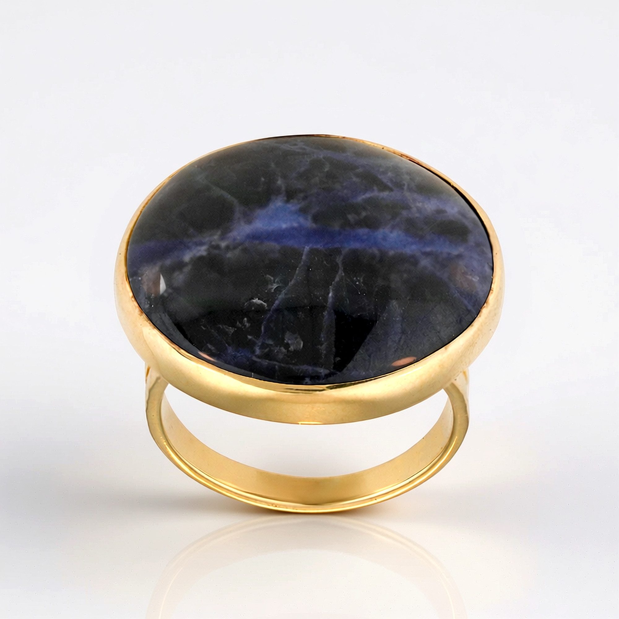 Cavill Solitärring Sodalith Ring 24,5 ct Cabochon Sterlingsilber vergoldet (1-tlg)