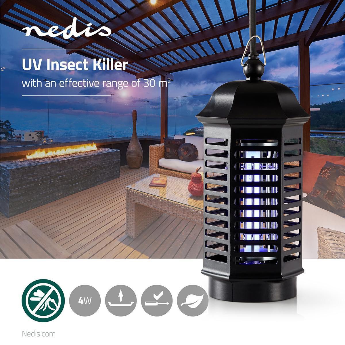 Nedis Insektenfalle INKI110CBK4, UV-A-Lockwirkung, Hochspannungsgitter, Auffangbehälter, Aufhaken – Bild 2 von 3