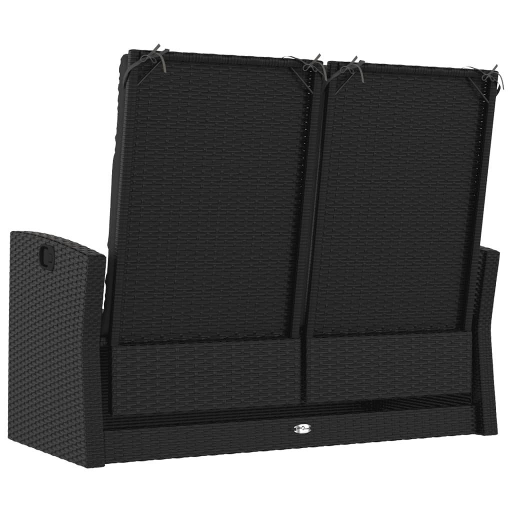 vidaXL Gartenbank Gartenbank mit Liegefunktion & Kissen Schwarz 118cm Poly Rattan (1-St)