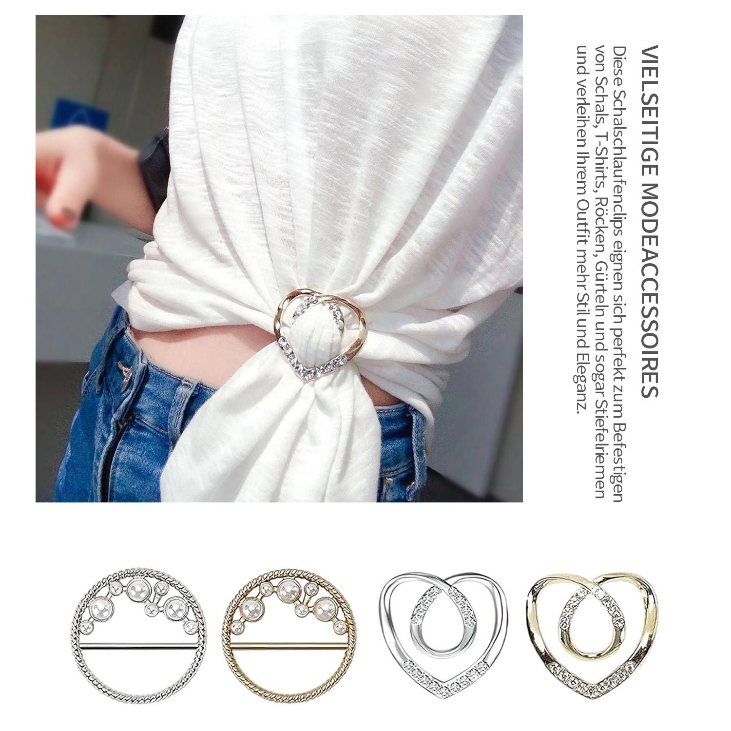 Refttenw Anstecknadel Damen Metall T Shirt Clip,Schal Ring Clip,kleider cli günstig online kaufen