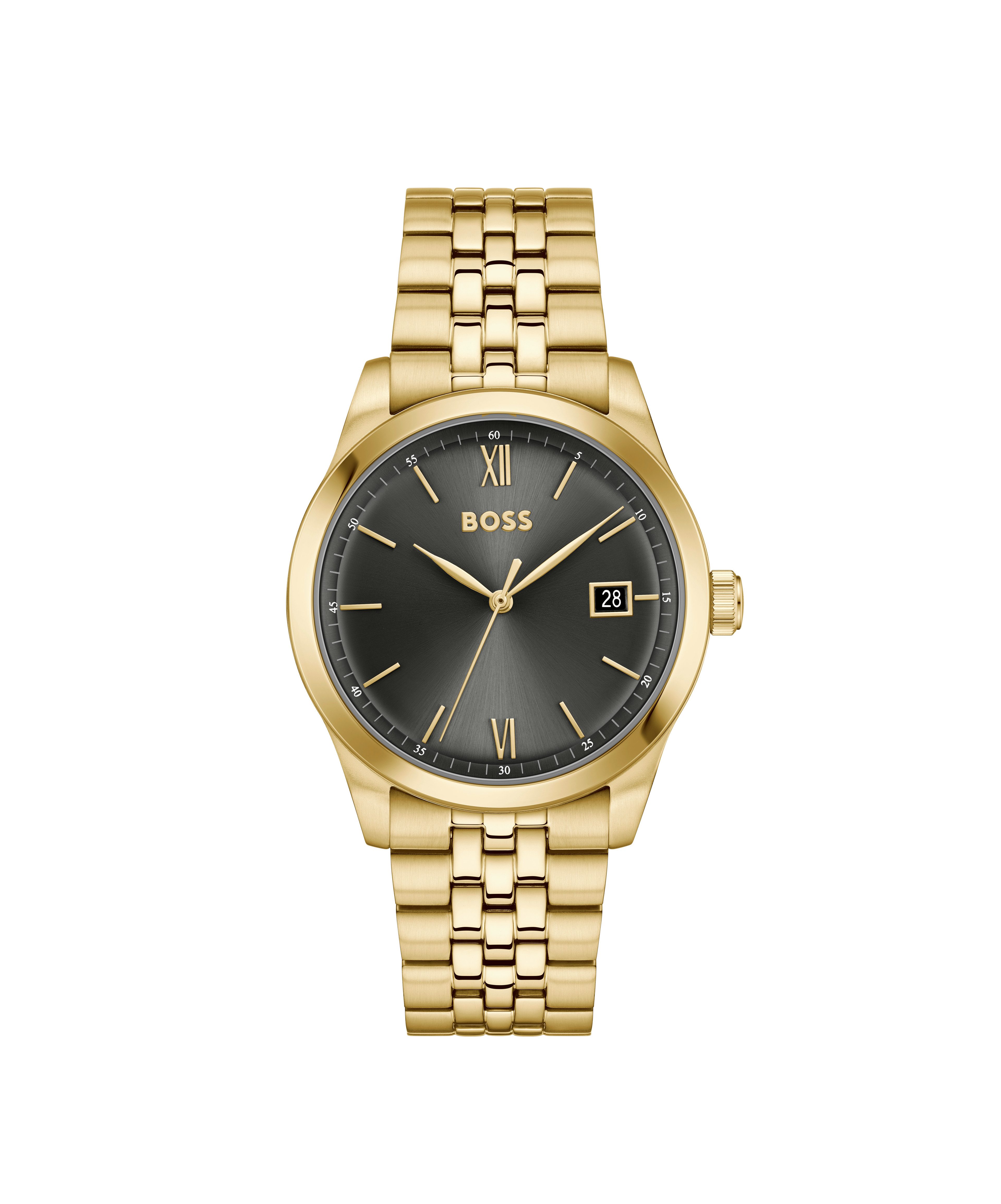 BOSS Quarzuhr LANGFORD 1514359, Armbanduhr, Damenuhr, Herrenuhr, Edelstahlarmband, analog, Tag