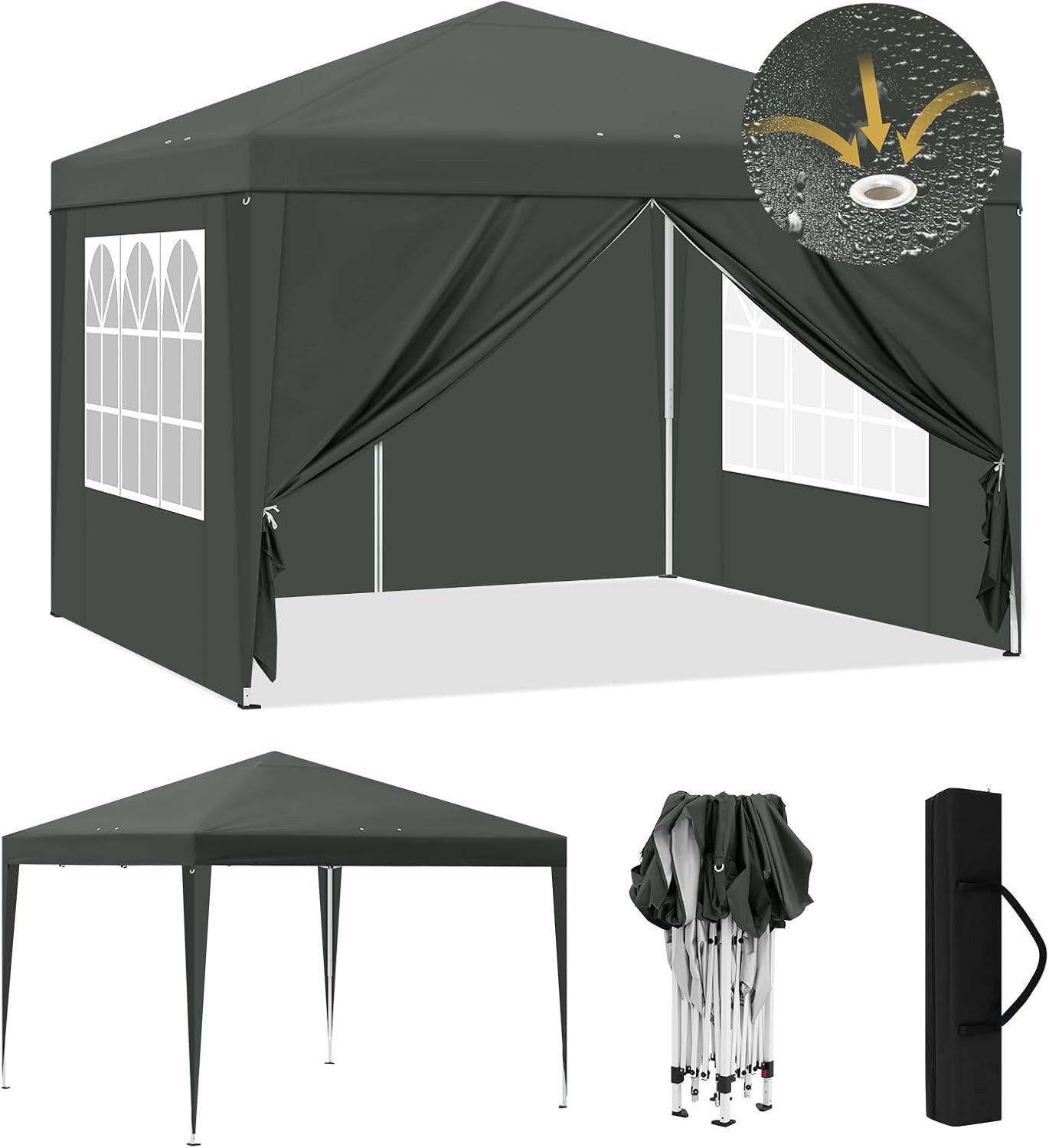 EUGAD Faltpavillon, wasserfest Winterfest,mit Seitenwänden Fenstern Tasche