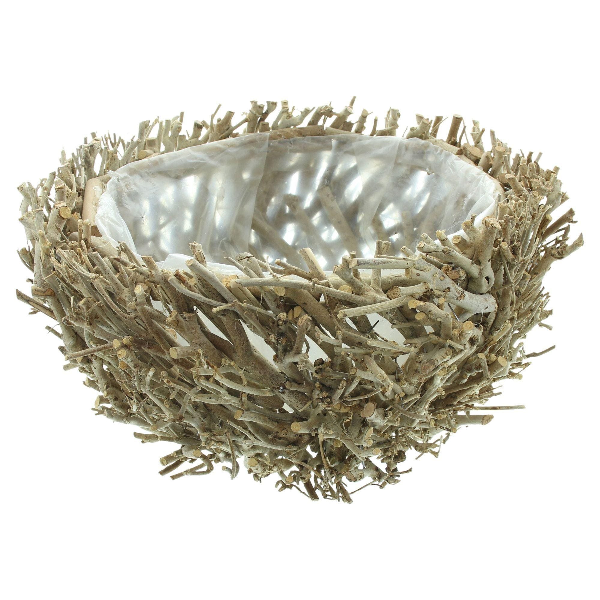 Dekoleidenschaft Pflanzschale "Verzweigt" rund, Ø 34 cm, Pflanztopf, Blumenkübel Übertopf Blumentopf, Blumenschale aus Holz