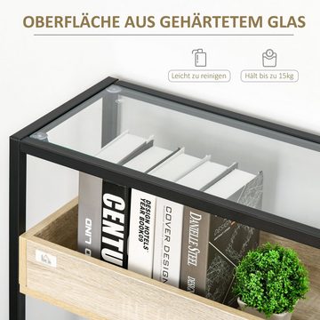 HOMCOM Bücherregal Standregal im Industrie-Design mit Glasoberfläche 2 Regale