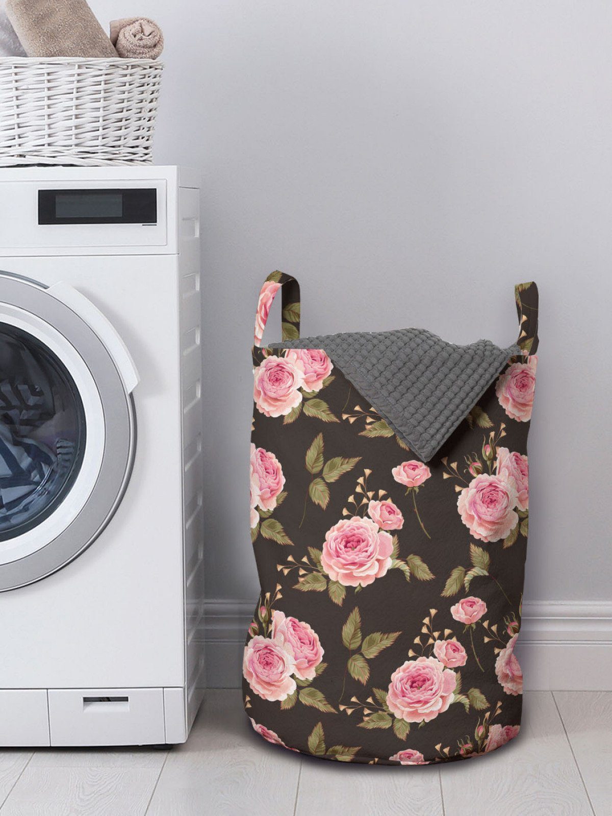 Wäschesäckchen Abakuhaus Englisch Kordelzugverschluss für Sanft Wäschekorb Rosebuds viktorianisch mit Waschsalons, Griffen