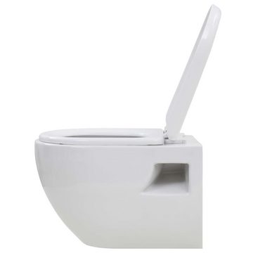 vidaXL Tiefspül-WC Hänge-Toilette mit Einbau-Spülkasten Keramik Weiß