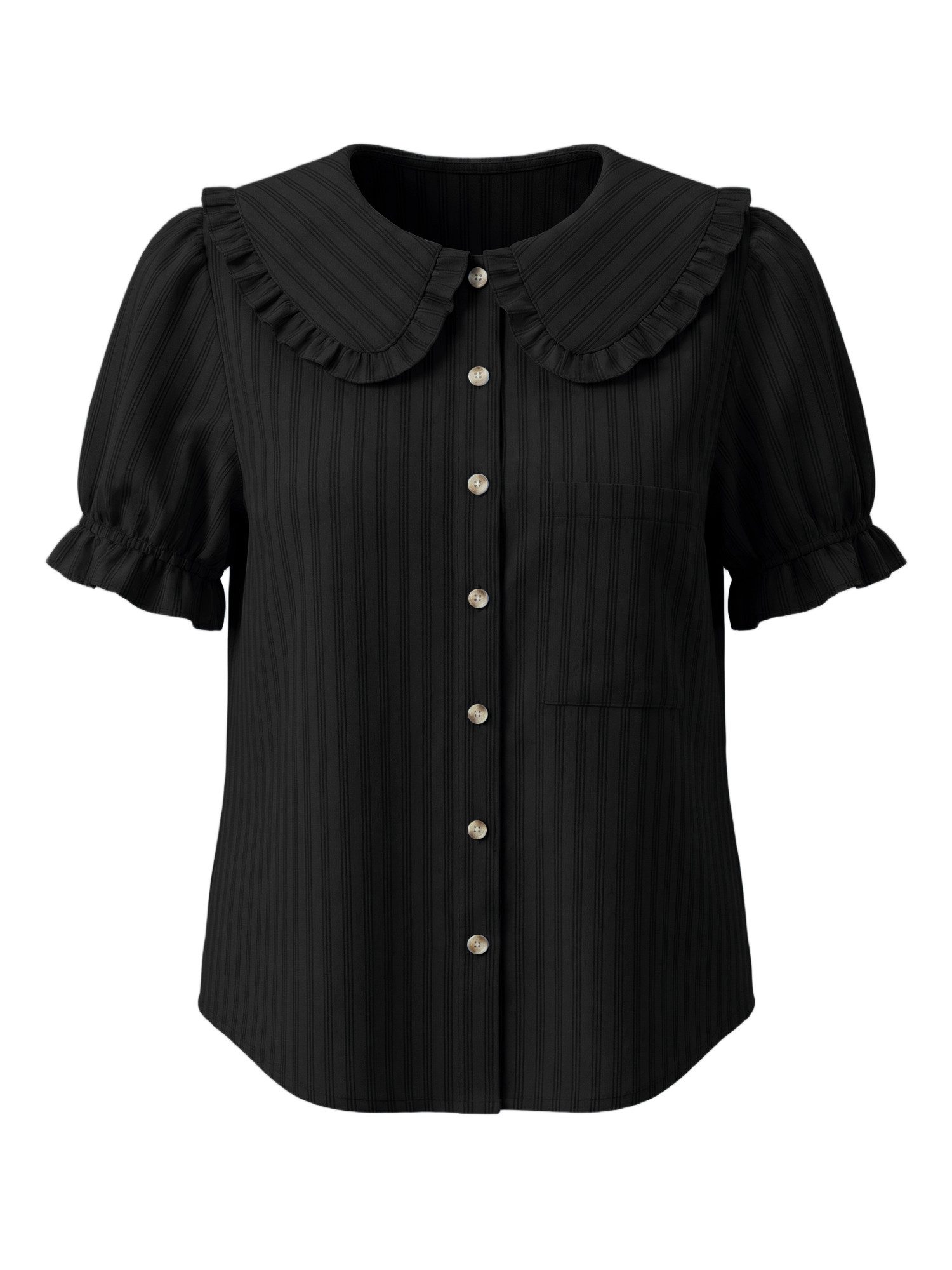 Blusentop Damen Bluse mit Puffärmeln und Peter-Pan-Kragen