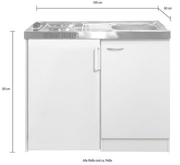 Flex-Well Küche Pantry, Gesamtbreite 100 cm, mit DUO Kochfeld und Kühlschrank