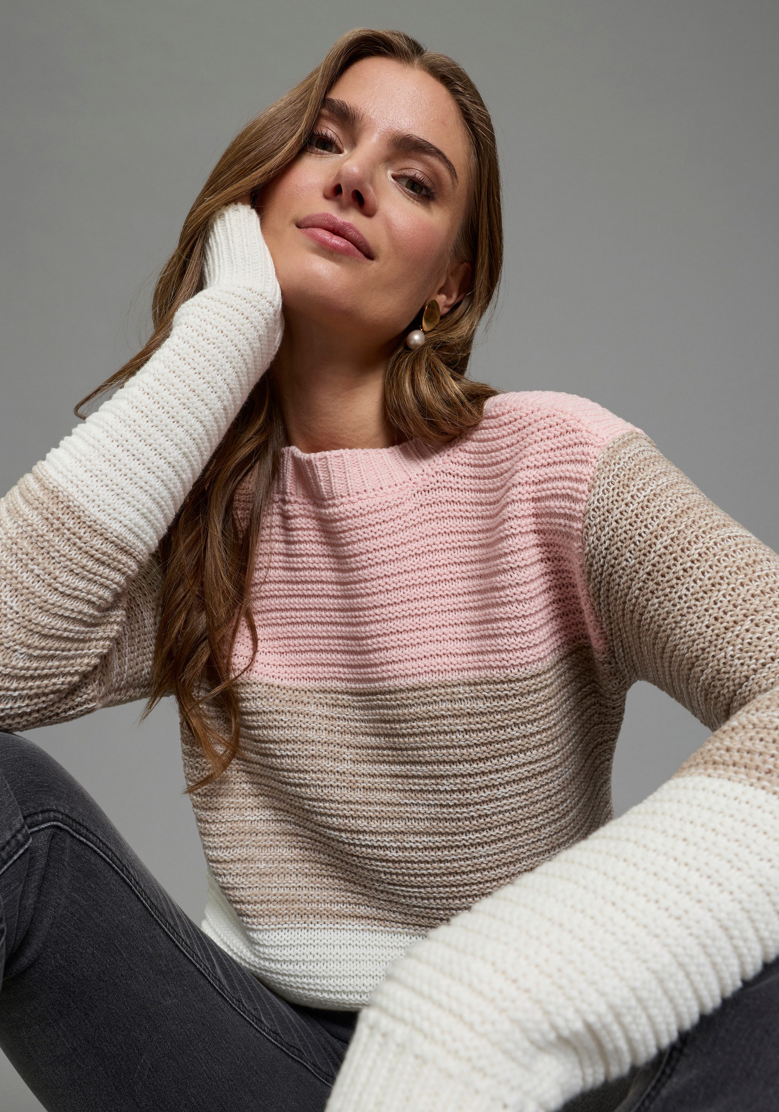 Laura Scott Streifenpullover leichter Übergangspullover mit Strukturstrick. € 34,99, (€ 34,99 pro 1 Stk).