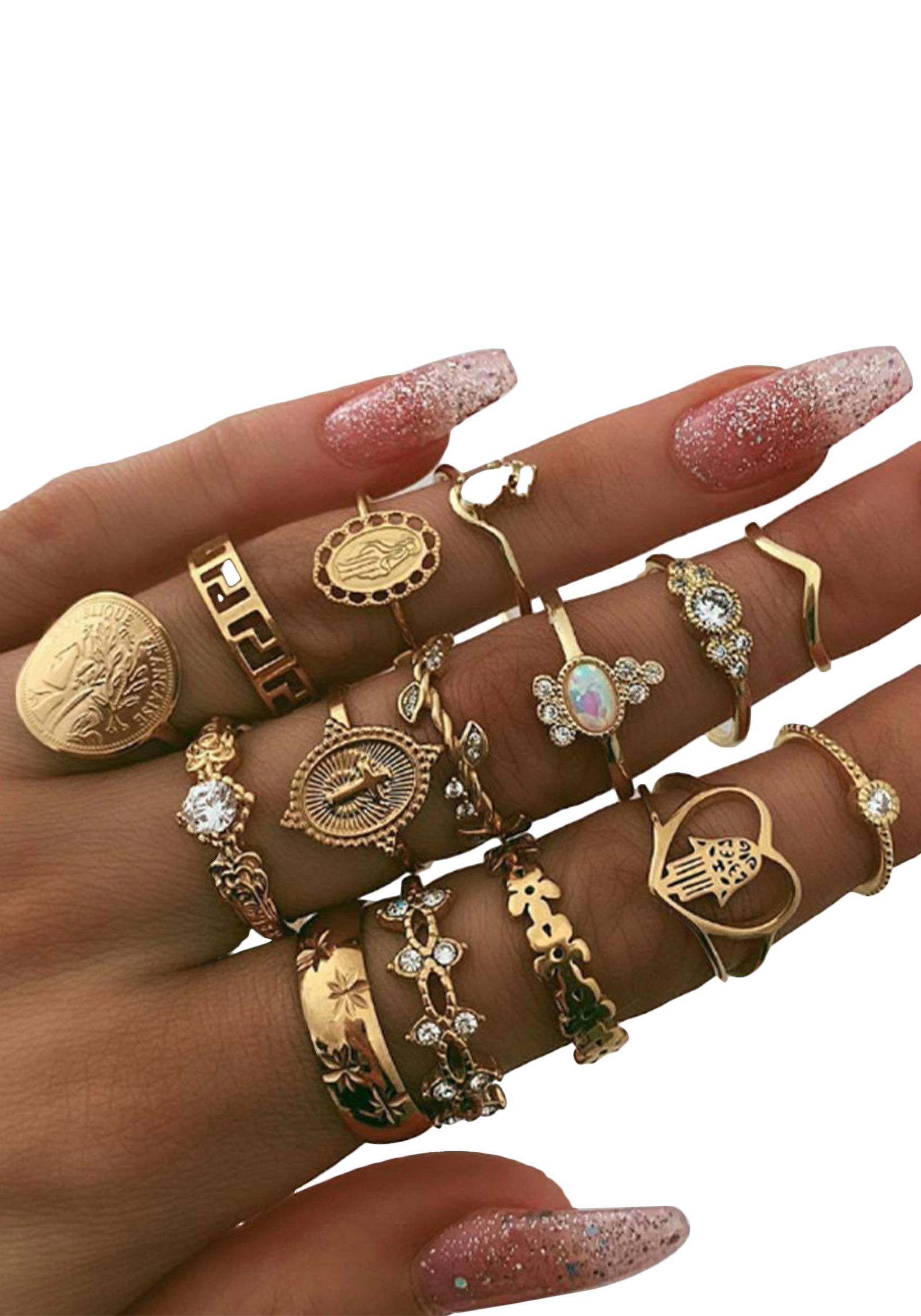 MAGICSHE Fingerring Bohème Vintage Punk Knöchel Stapeln Finger Ring Set RIZ013