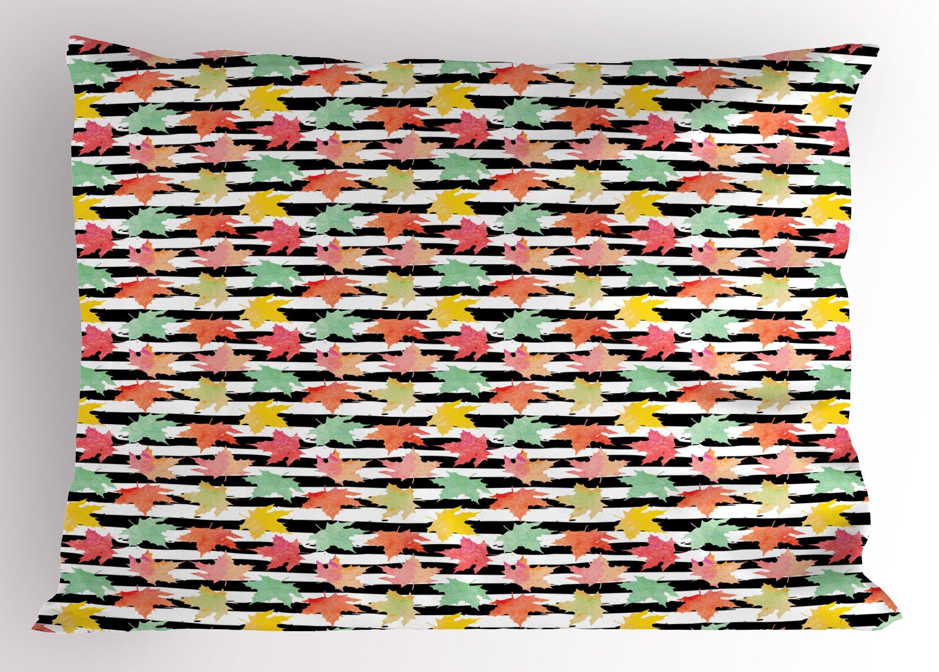 Kissenbezüge Dekorativer Standard Abakuhaus Kissenbezug, Herbst Multicolor Size Stück), Maple Stripes (1 Gedruckter King