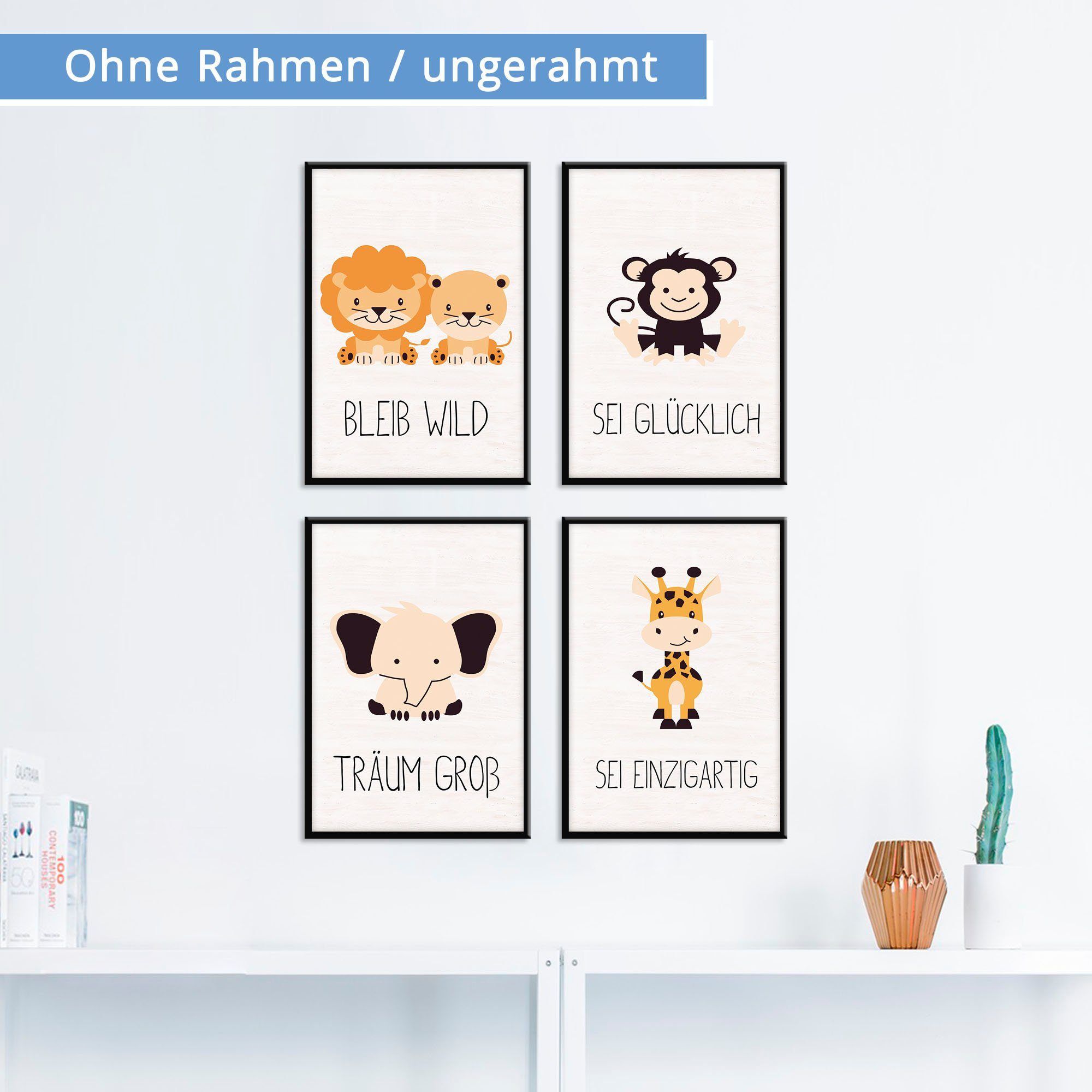 Lüttenhütt Poster Tiere, Tiere (Set, 4 St), Bilder Set, 4tlg. je 21 x 29,7 günstig online kaufen