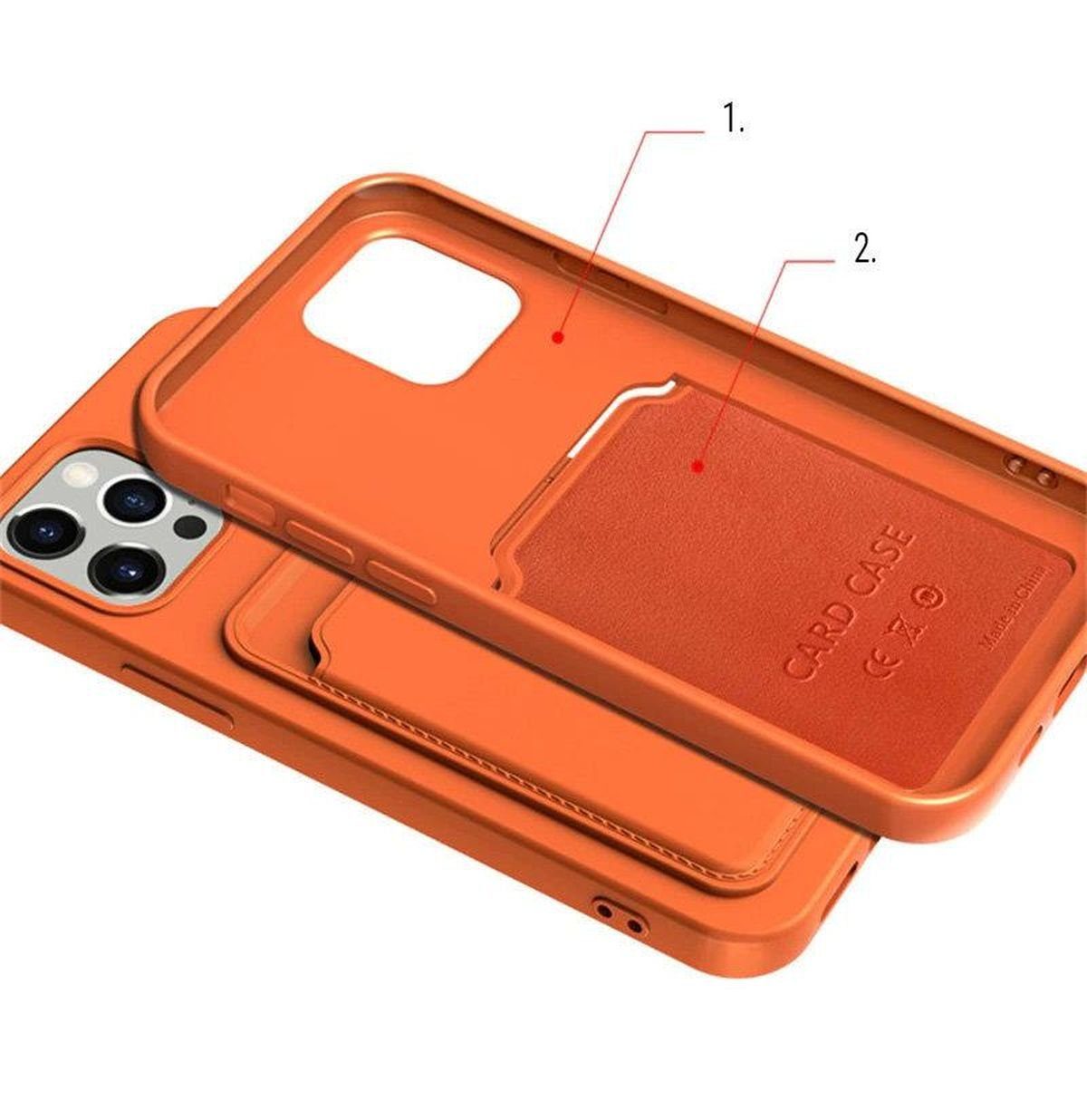 cofi1453 Handyhülle Card Case Silikon Portemonnaie Handyhülle mit Kartenfach Cover Bumper, mit Kameraschutz Kartenfächer Cover Bumper