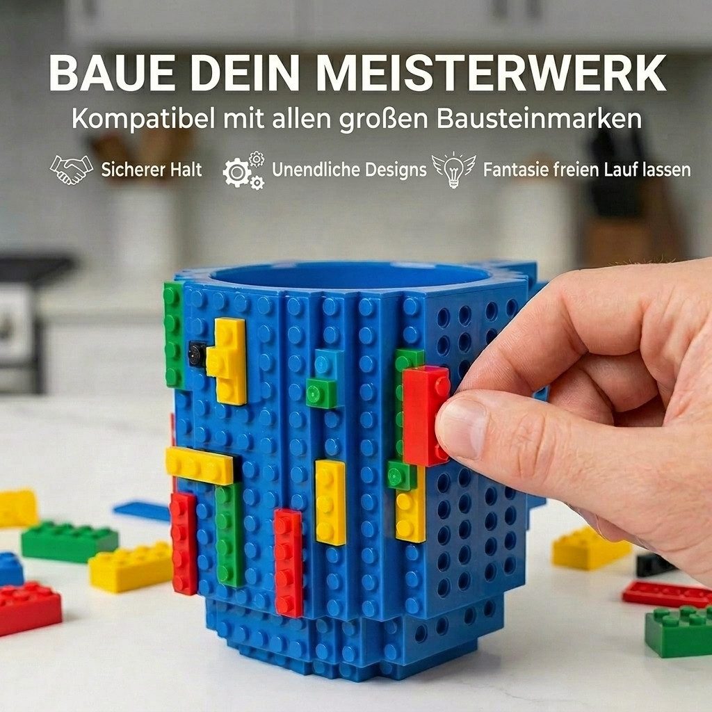 Goods+Gadgets Tasse GOODS+GADGETS LEGOTasse Baustein - kaffee&kinder becher, 350ml, Polycarbonat, Kaffeetasse Kaffee-Becher 350ml