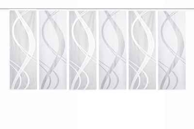 Schiebegardine 6er-Set Schiebegardinen TIBASO, Jacquard-Stoff, Farbe: Weiß, Schmidt Gard, 100% Polyester