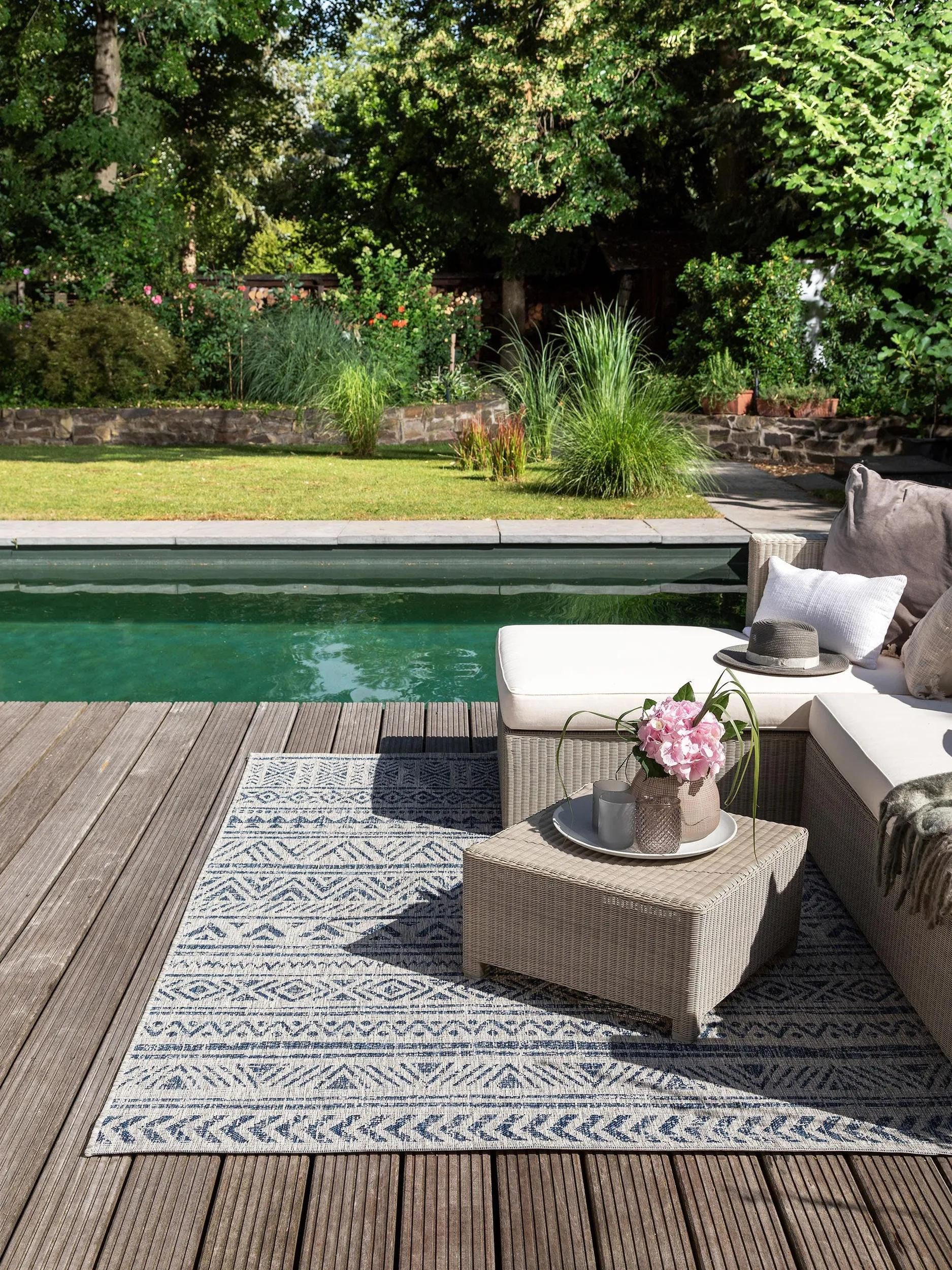 benuta Outdoorteppich Cleo, rechteckig, Höhe: 5 mm, Teppich Wohnzimmer, Schlafzimmer, Esszimmer, Flur, Kunstfaser, Cozy