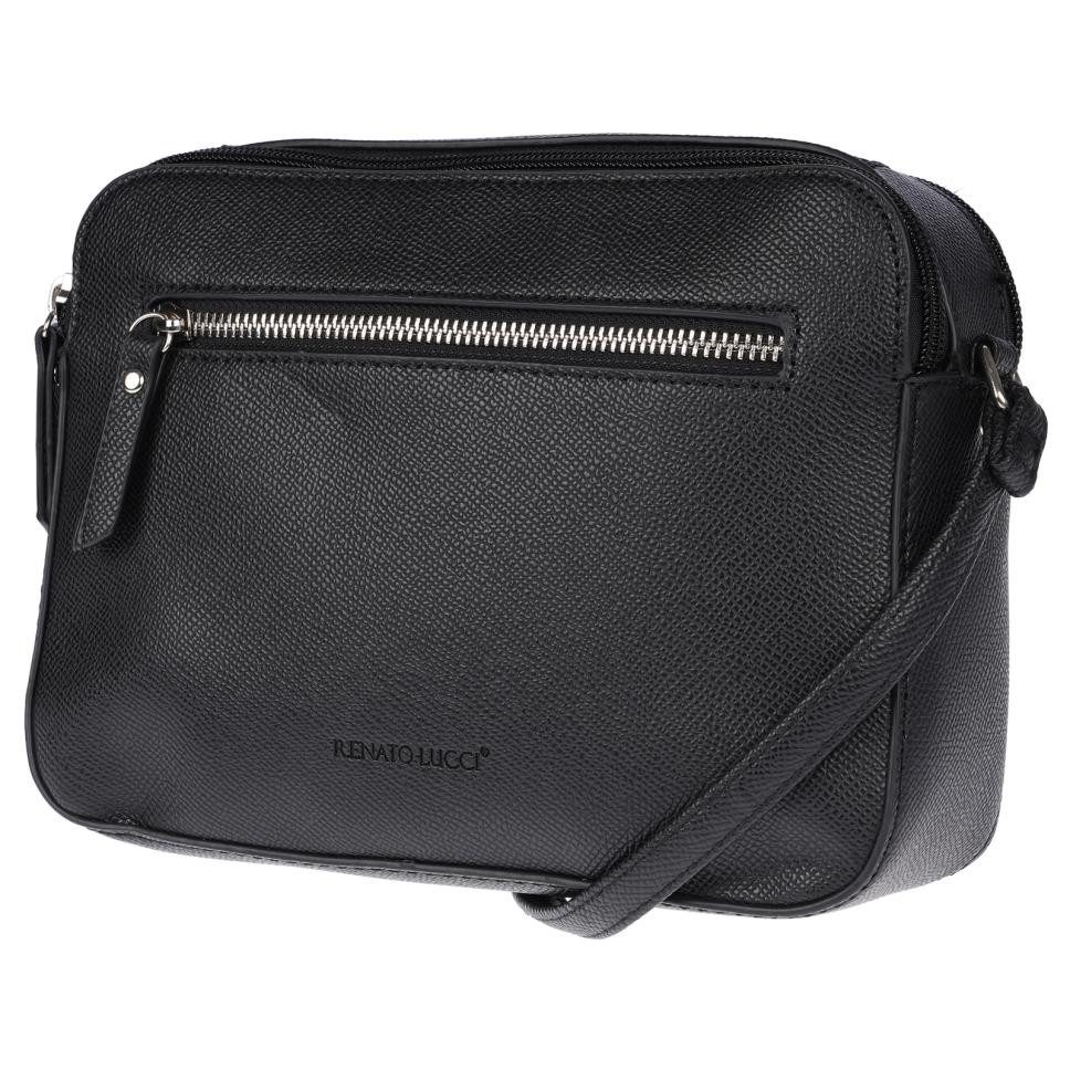 Christian Wippermann Umhängetasche Damen Tasche Schultertasche Umhängetasche Crossover Bag Hellgrau (1 tlg), Leder Optik Handtasche Schwarz