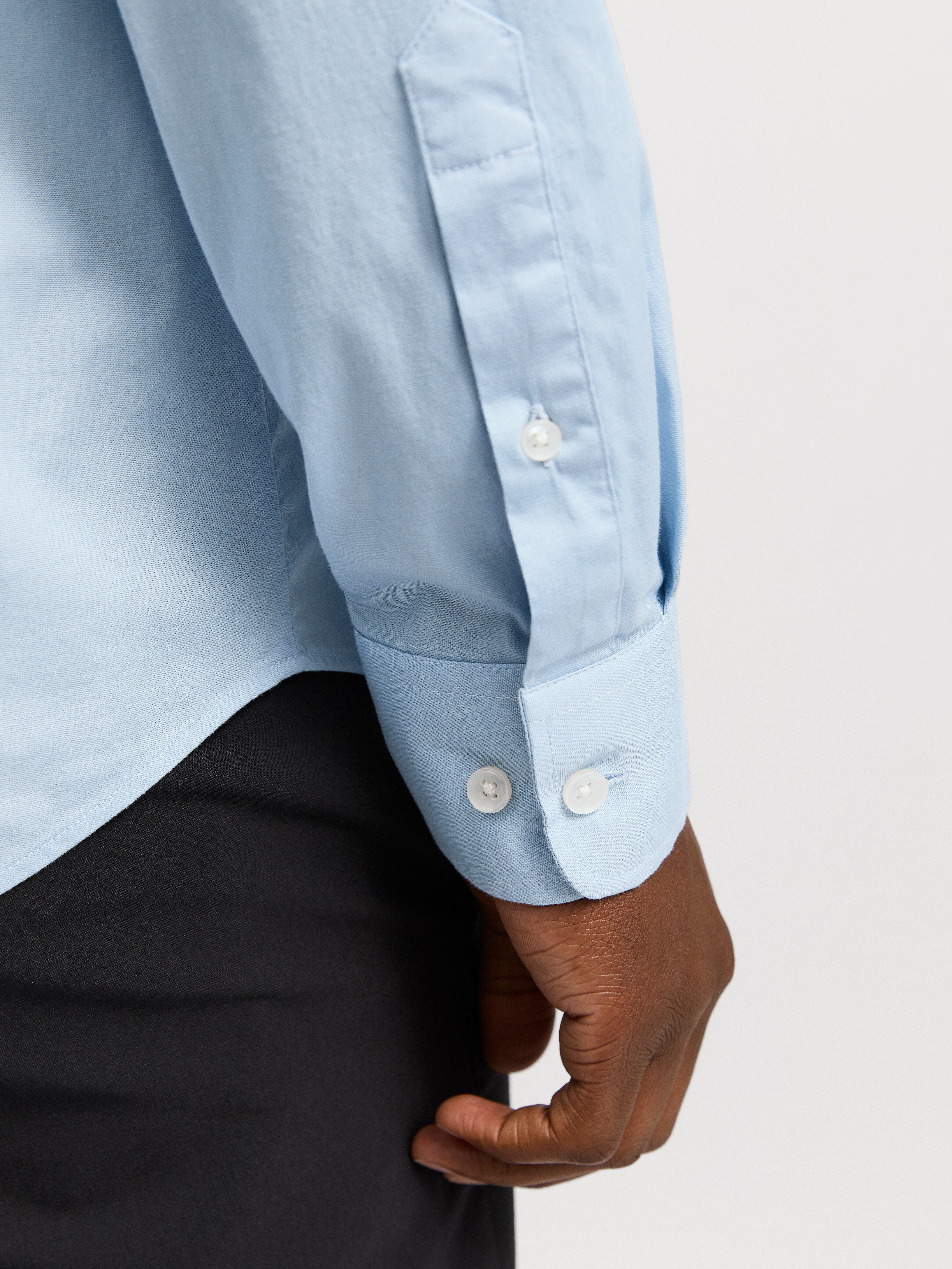 Jack & Jones Langarmhemd JPRBLAJAXON mit Stretchanteil und stylischem Kragen unifarben, slim fit, Web, Hemdkragen, atmungsaktiv – Bild 4 von 5
