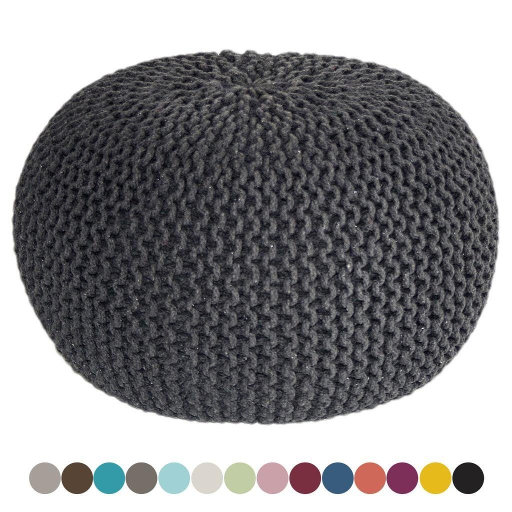 Hocker Farben Polsterhocker Pouf Dunkelgrau mane Minara Baumwolle Ø55cm versch.