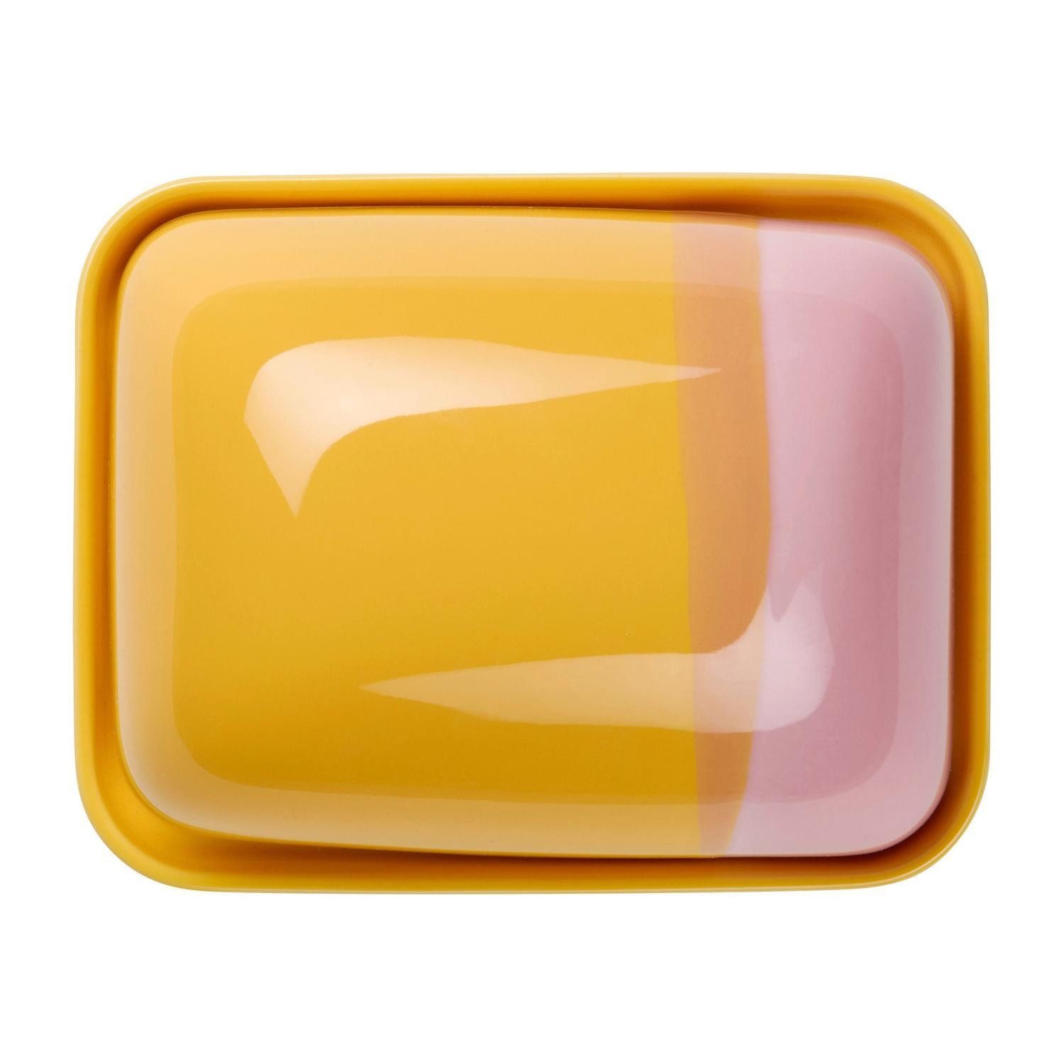 ASA SELECTION Butterdose Butterdose JOY, 15,5 x 12,5 cm, Orange, Rosa, Porzellan, (1-tlg), Porzellan