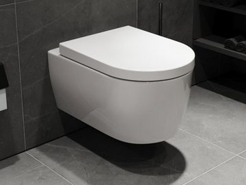 SSWW Tiefspül-WC SSWW ALPHA Design Hänge WC Spülrandlos Toilette inkl. WC Sitz mit
