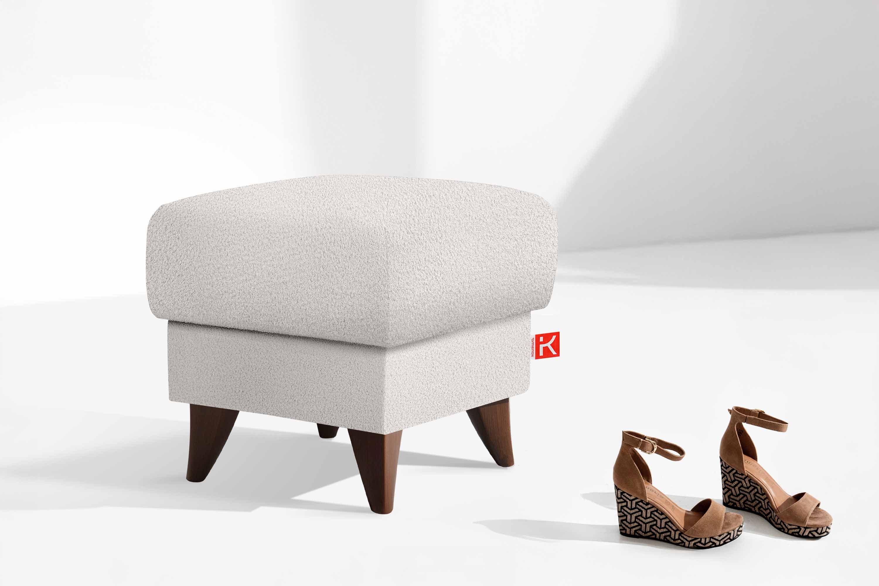 KONSIMO® Fußhocker Sitzhocker mit Stauraum GUSTAVO, hergestellt in der EU, handgefertigt, braun Füße, Polsterhocker, Elegant